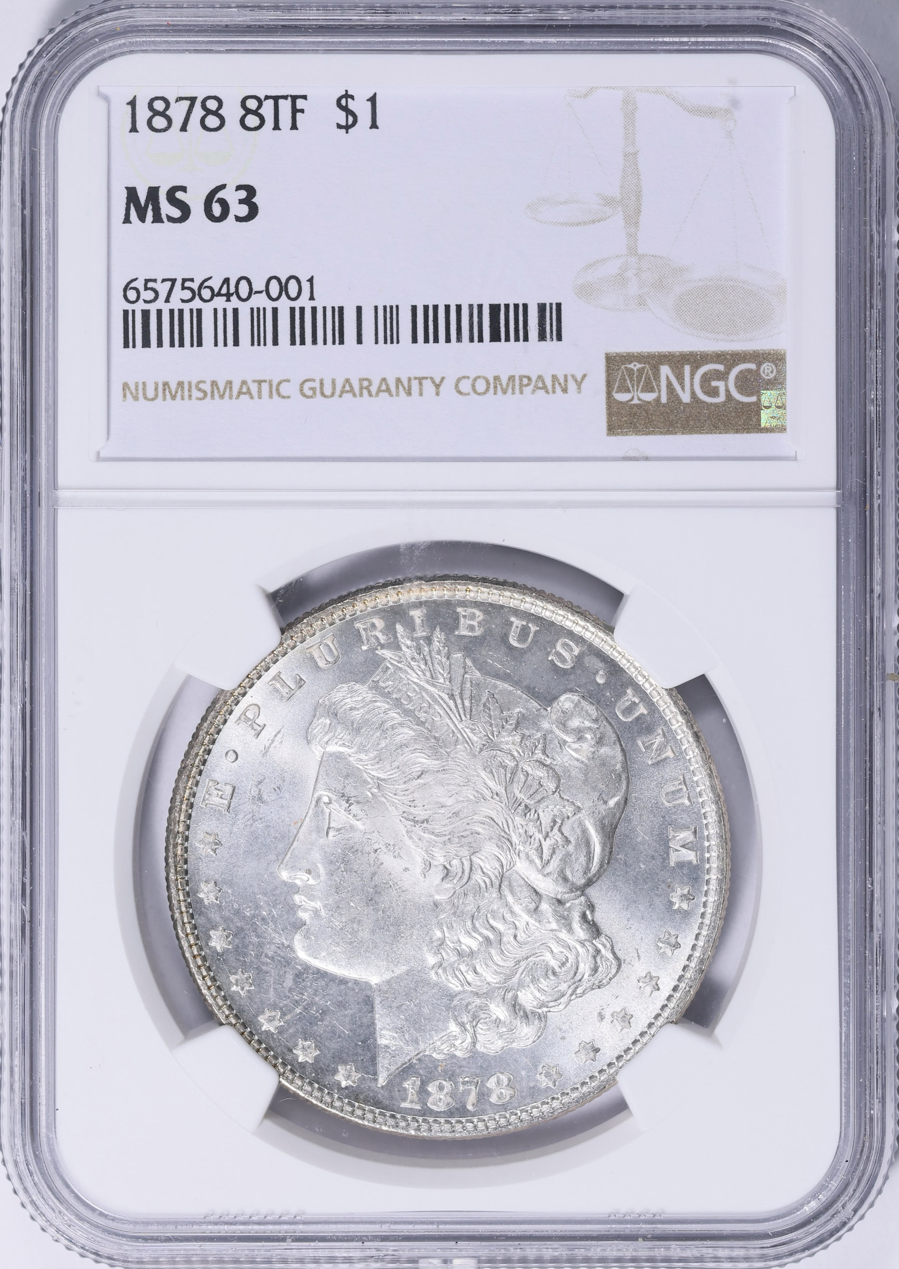 1878 Morgan Silver Dollar 8 Tailfeathers NGC MS-63 (Item 2045403