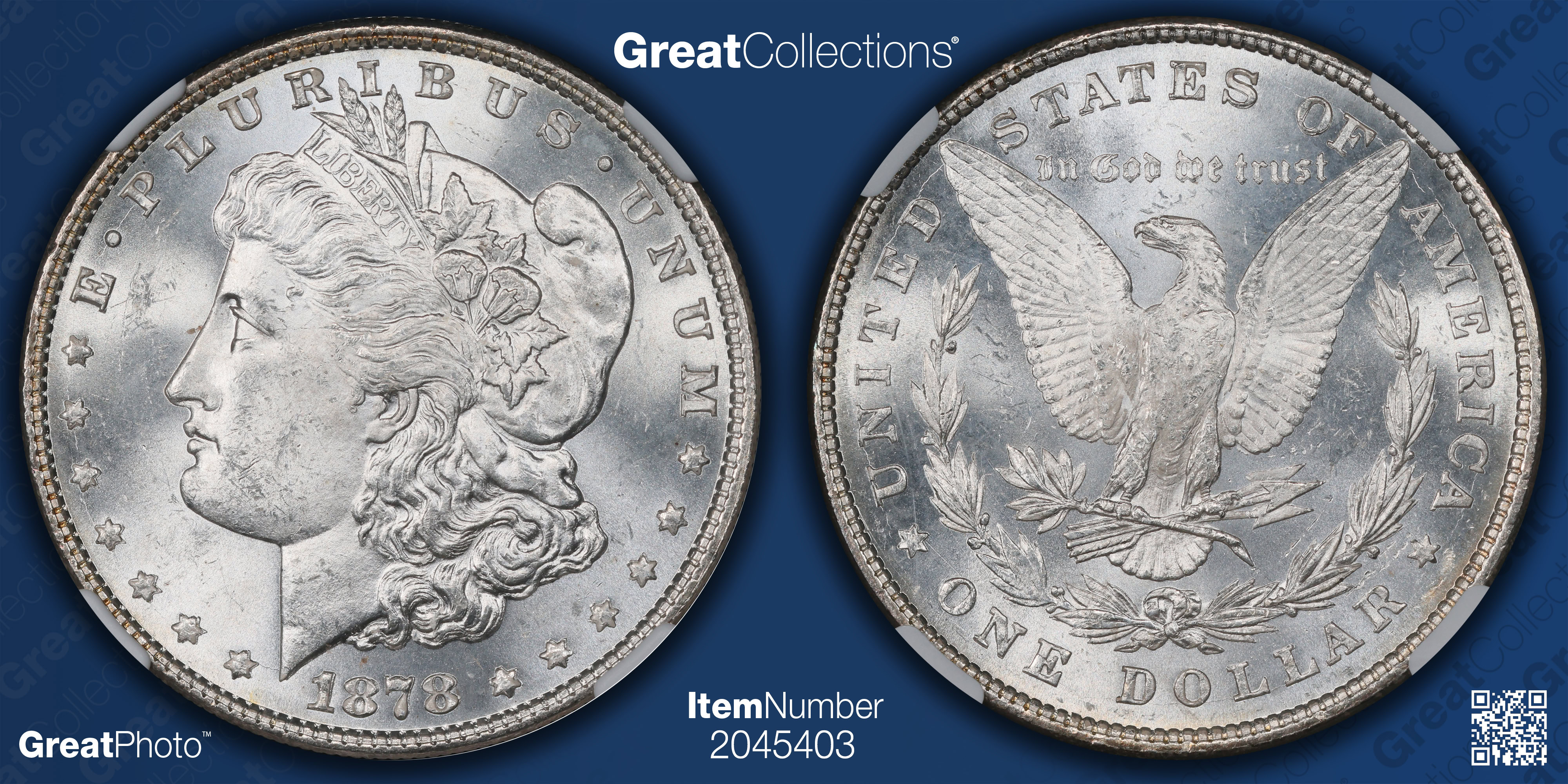 1878 Morgan Silver Dollar 8 Tailfeathers NGC MS-63 (Item 2045403