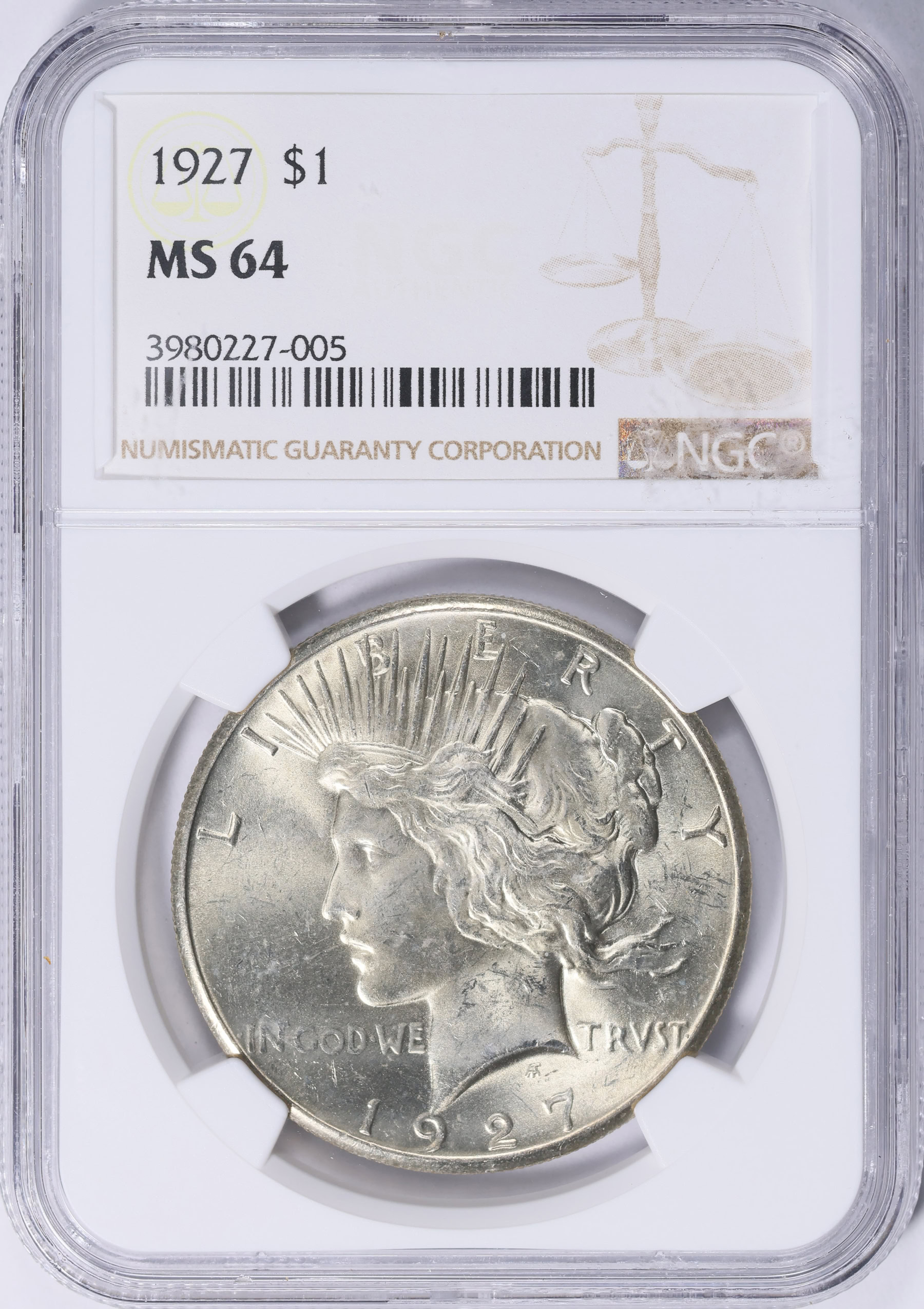 1927 Peace Silver Dollar NGC MS-64 (Item 2045422