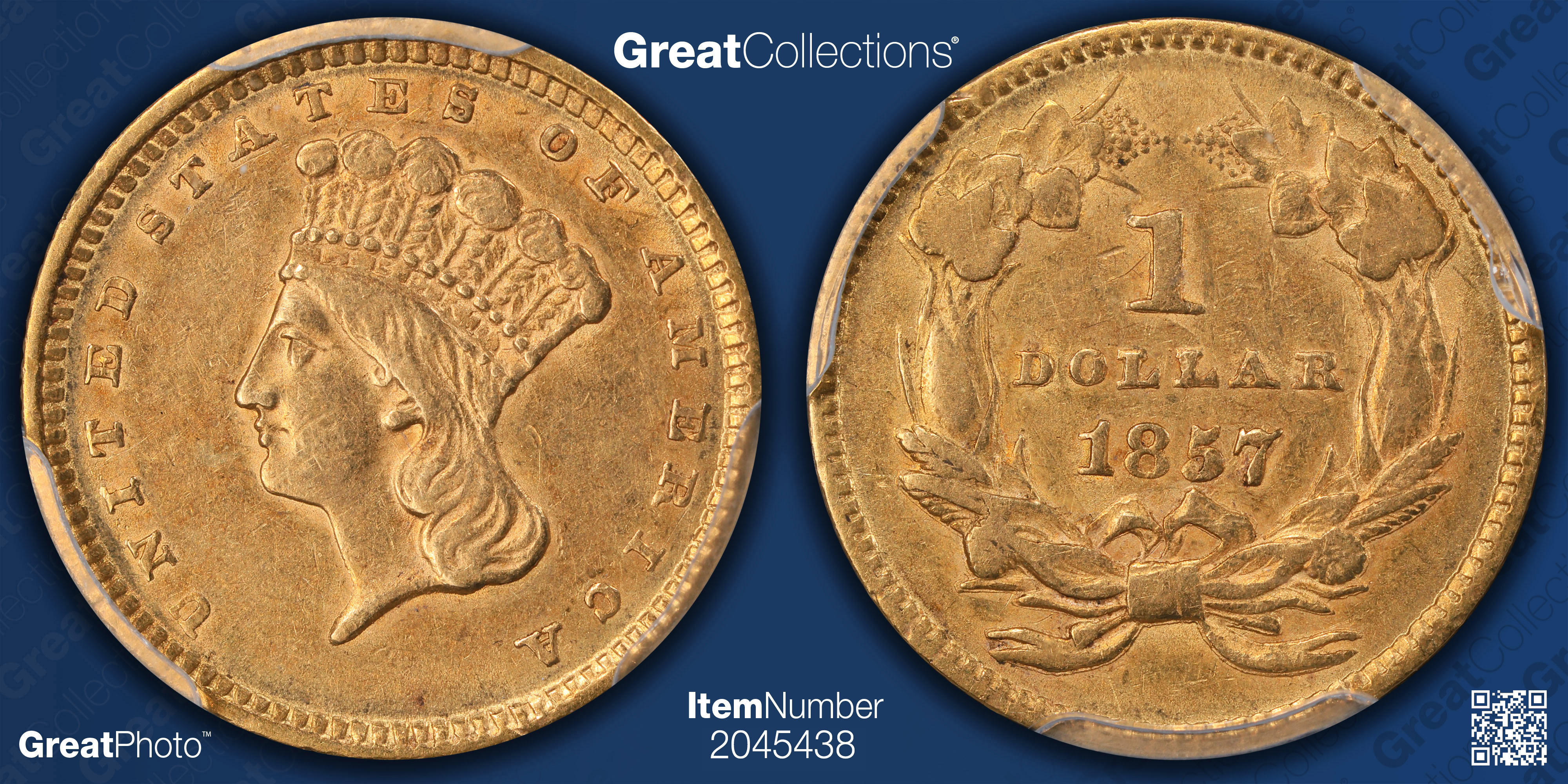 1857 Indian Princess Gold Dollar PCGS AU-50 (Item 2045438