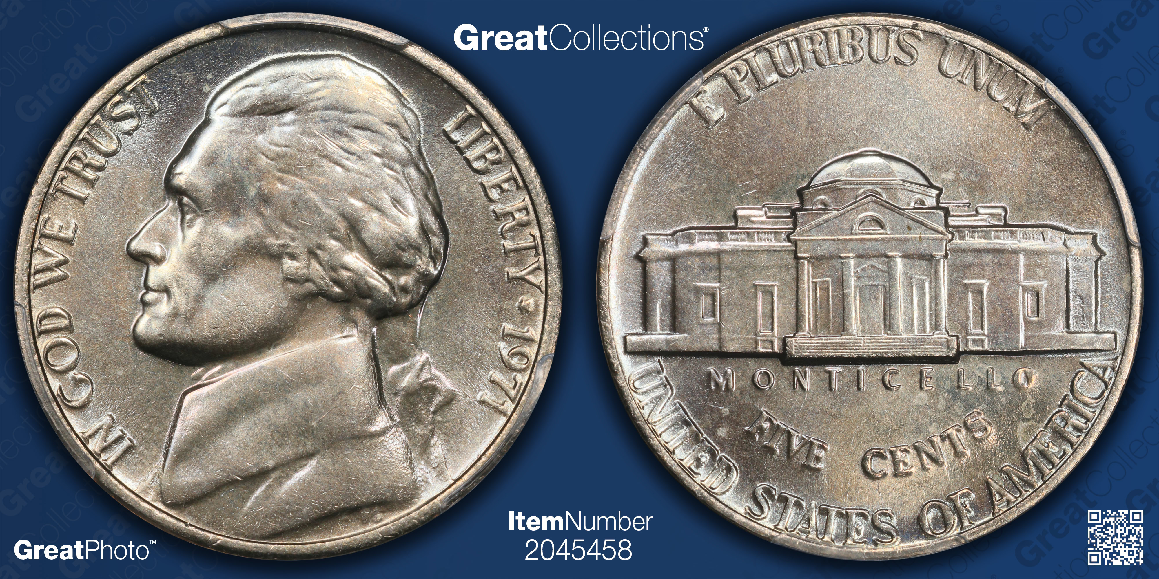 1971 Jefferson Nickel PCGS MS-66+ FS (QA) (Toned) (Item 2045458