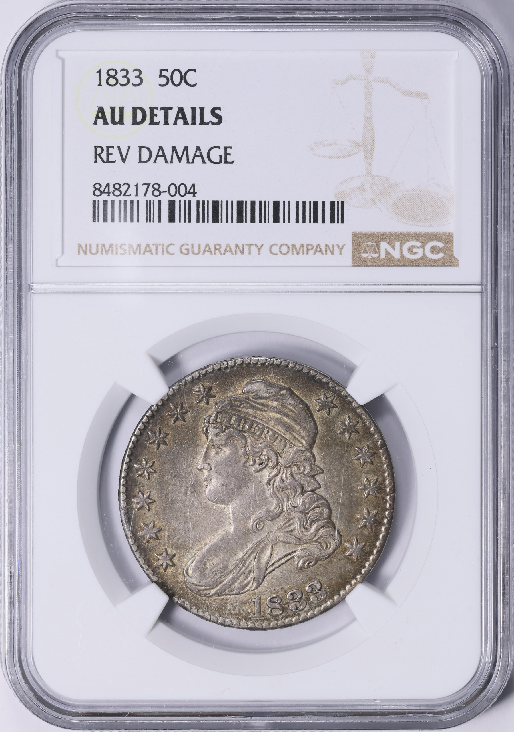1833 Capped Bust Half Dollar NGC AU Details (Item 2045589
