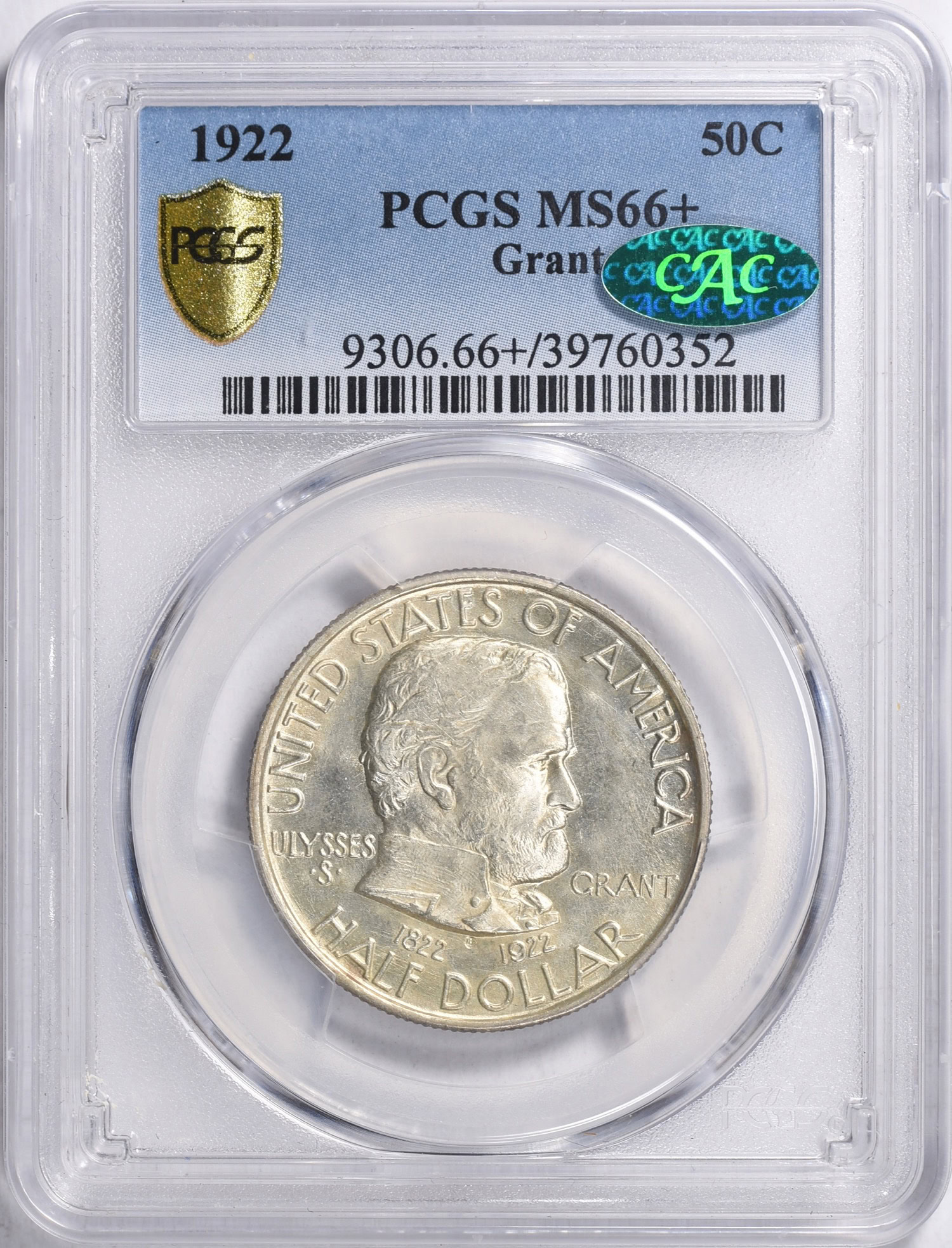1922 Grant Memorial Half Dollar No Star PCGS MS-66+ (CAC Green
