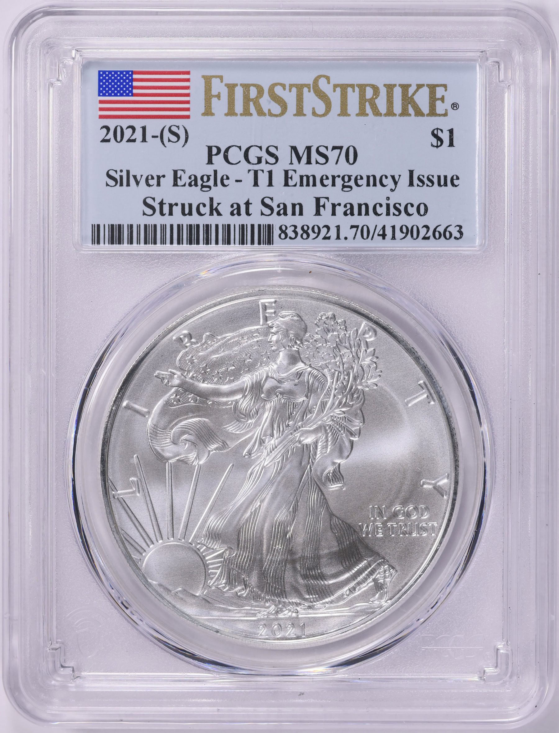 2021-(S) $1 Silver Eagle Type 1 Struck at San Francisco Emergency