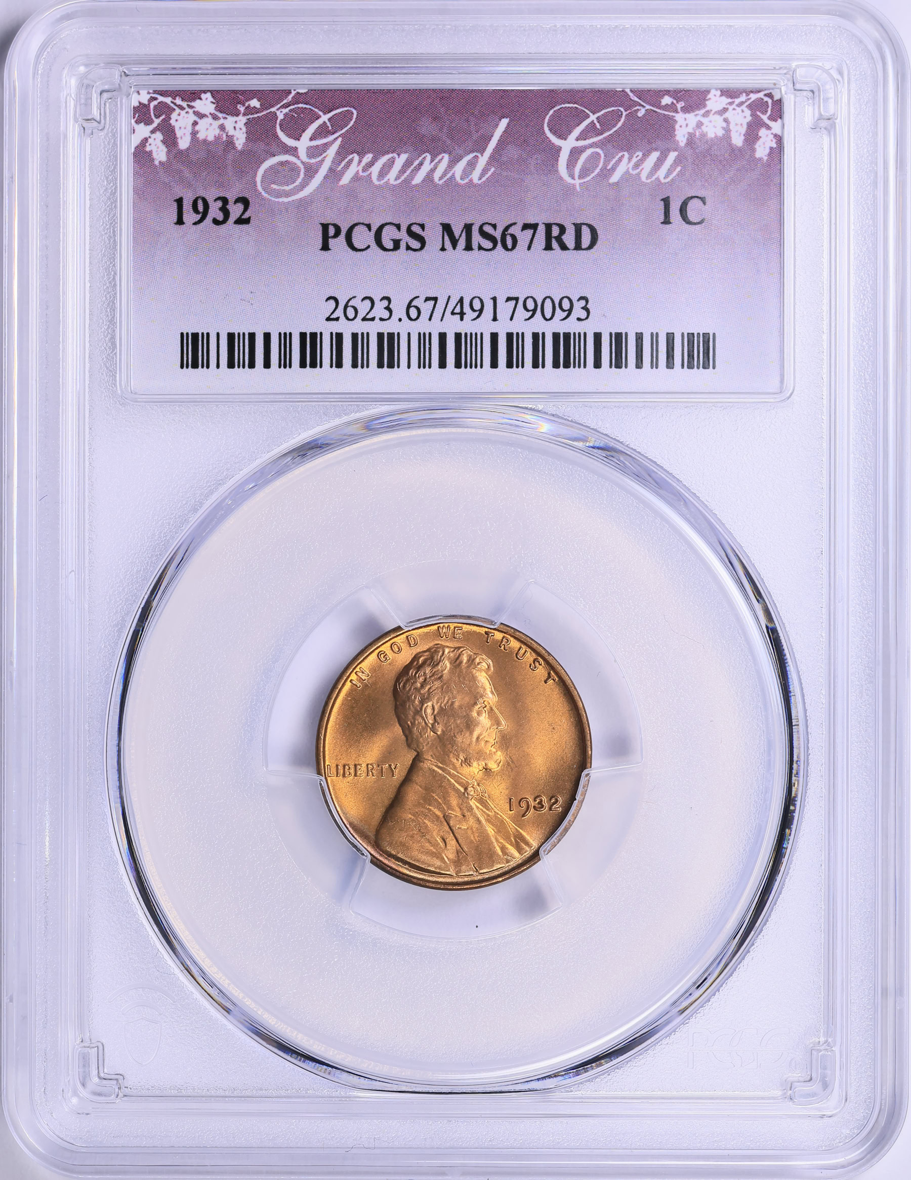 1932 Lincoln Cent PCGS MS-67 RD (Grand Cru Label) (Item 2046118