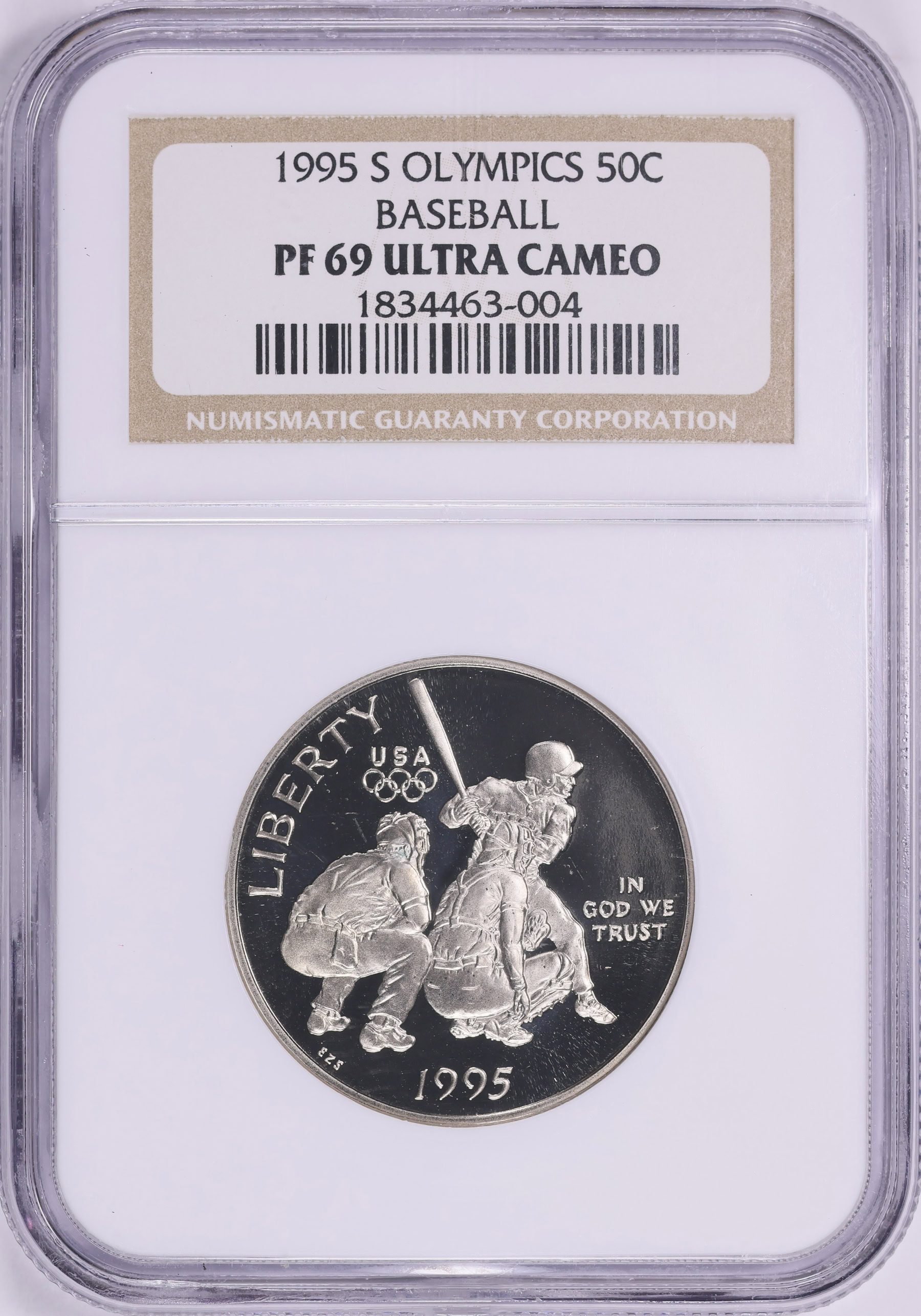 1995-S XXVI Olympiad Baseball Clad Half Dollar NGC Proof-69 UC