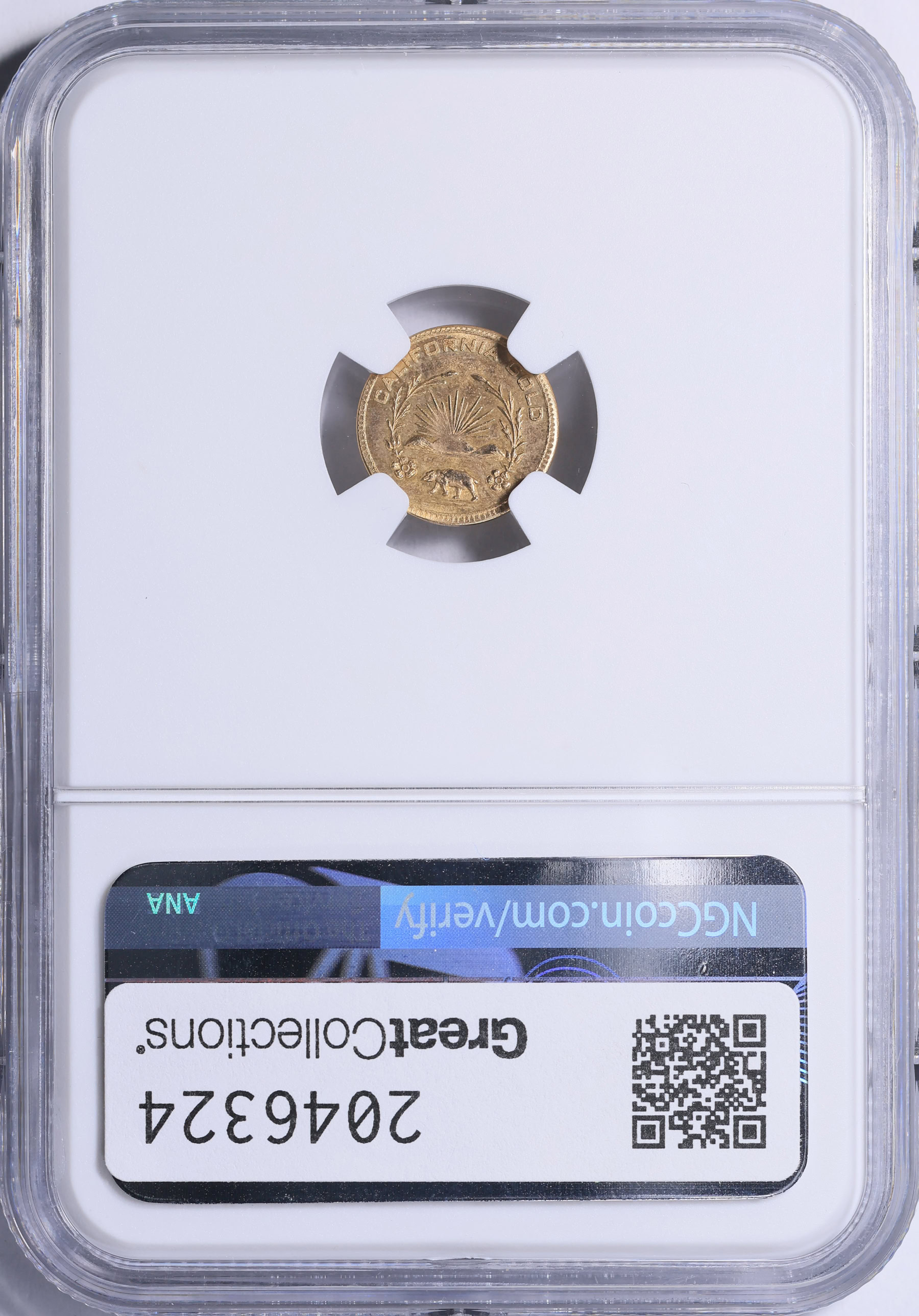 1850-Dated California Gold Token Round Minerva - Bear #5 13mm NGC