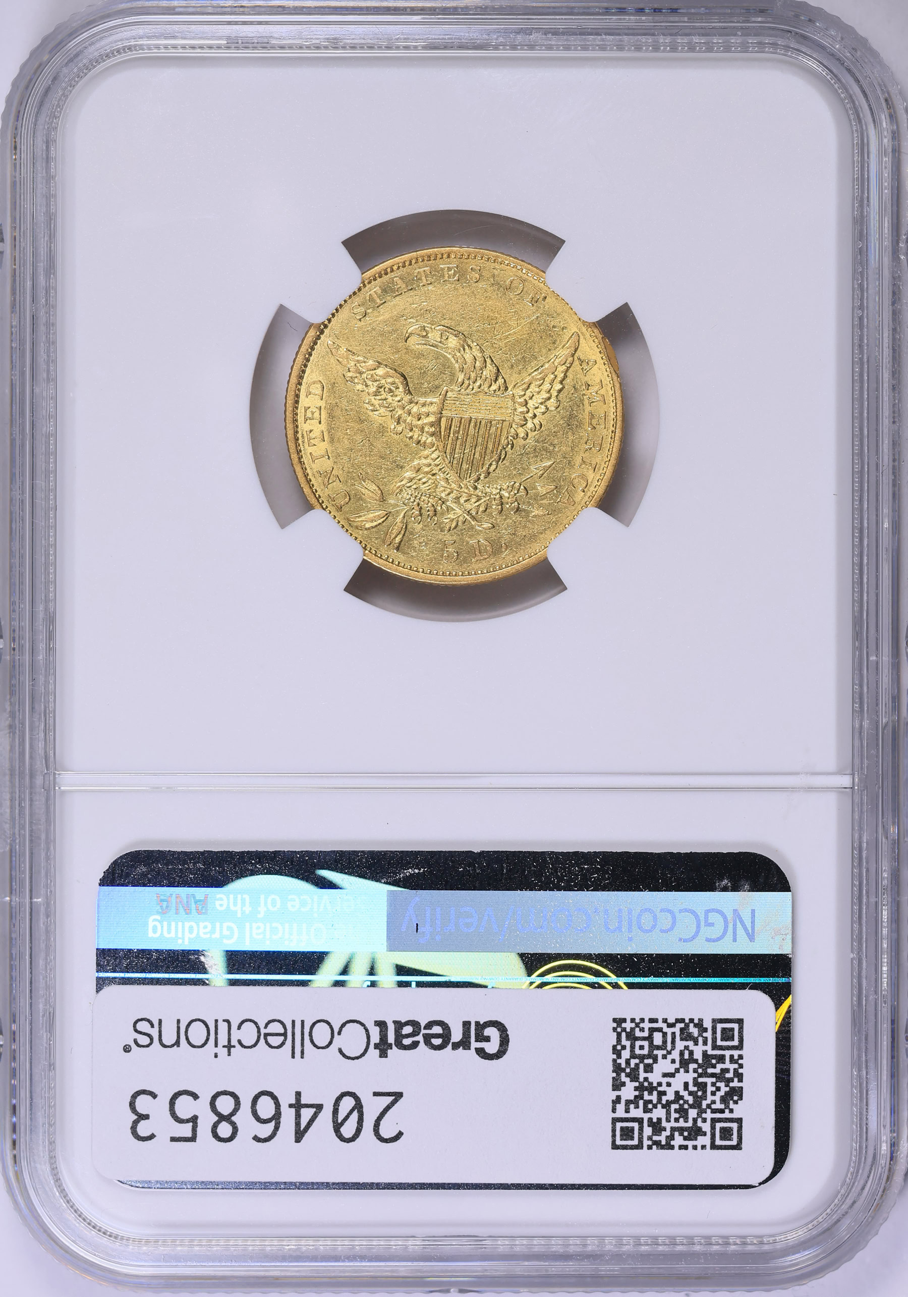 1834 Classic Head Gold Half Eagle Script 8 Crosslet 4 HM-9 NGC AU