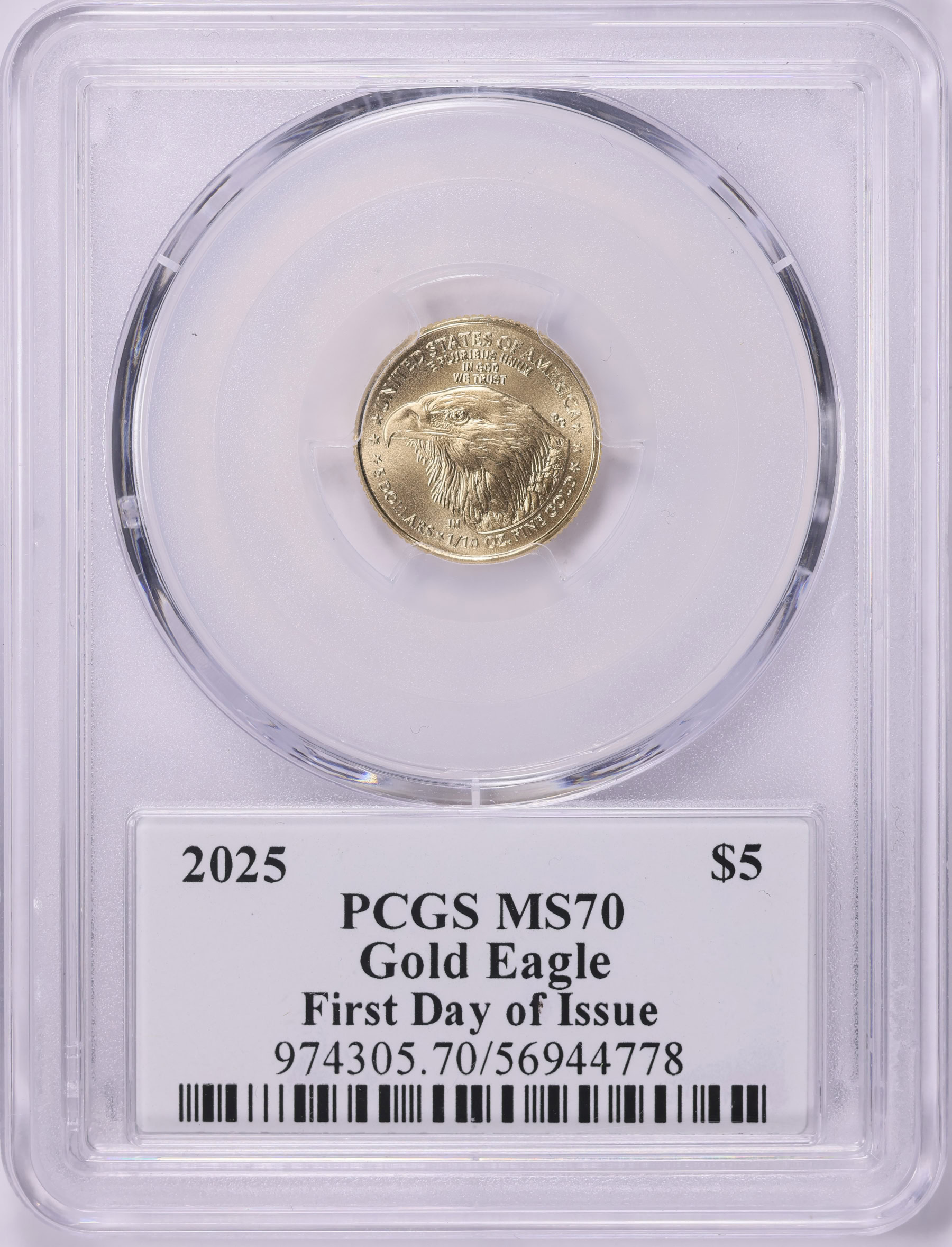 2025 $5 Tenth-Ounce Gold American Eagle First Day of Issue PCGS