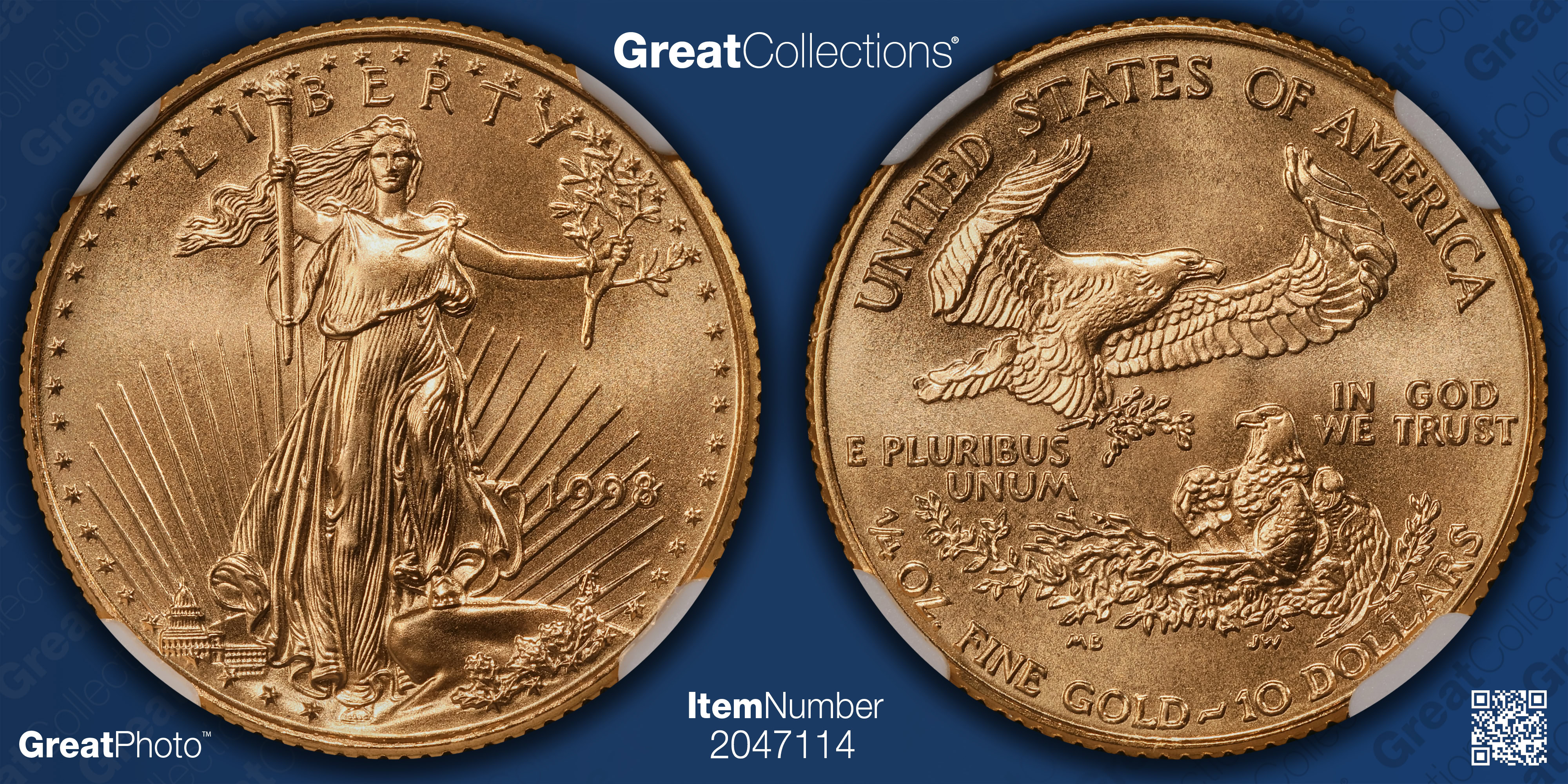 1998 $10 Quarter-Ounce Gold American Eagle NGC MS-70 (Item 2047114