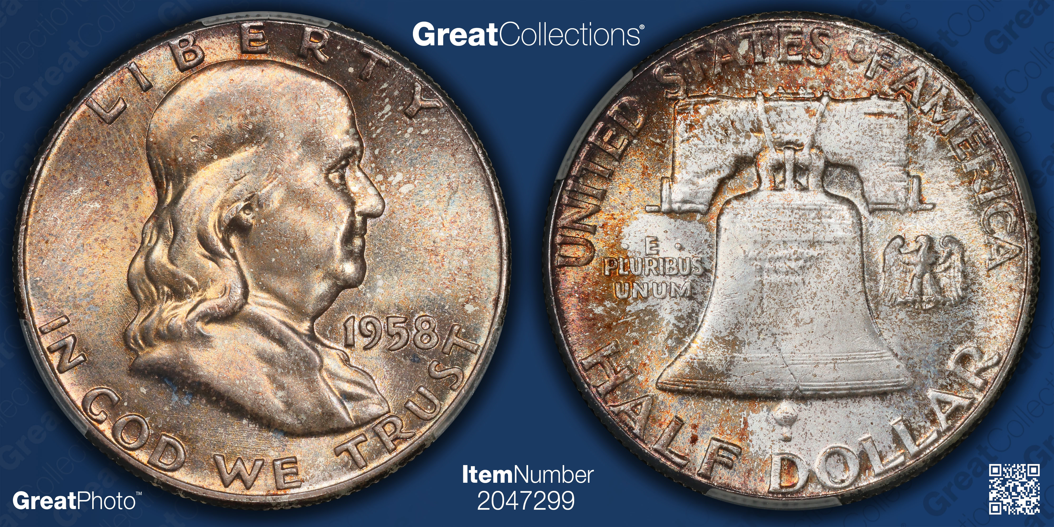 1958 Franklin Half Dollar CACG MS-65 (Toned) (Item 2047299 ...