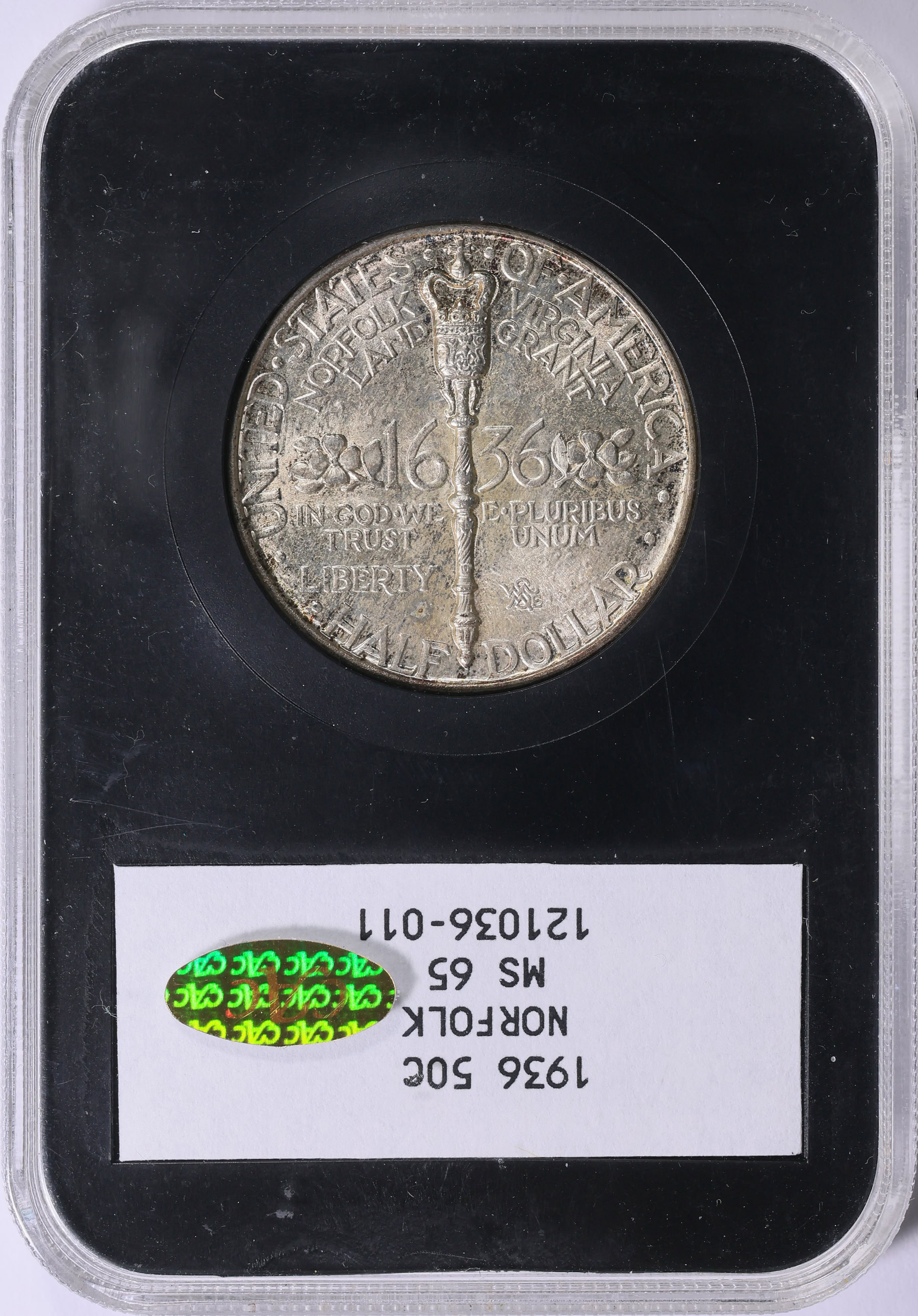 1936 Norfolk, Virginia, Bicentennial Half Dollar NGC MS-65 (CAC