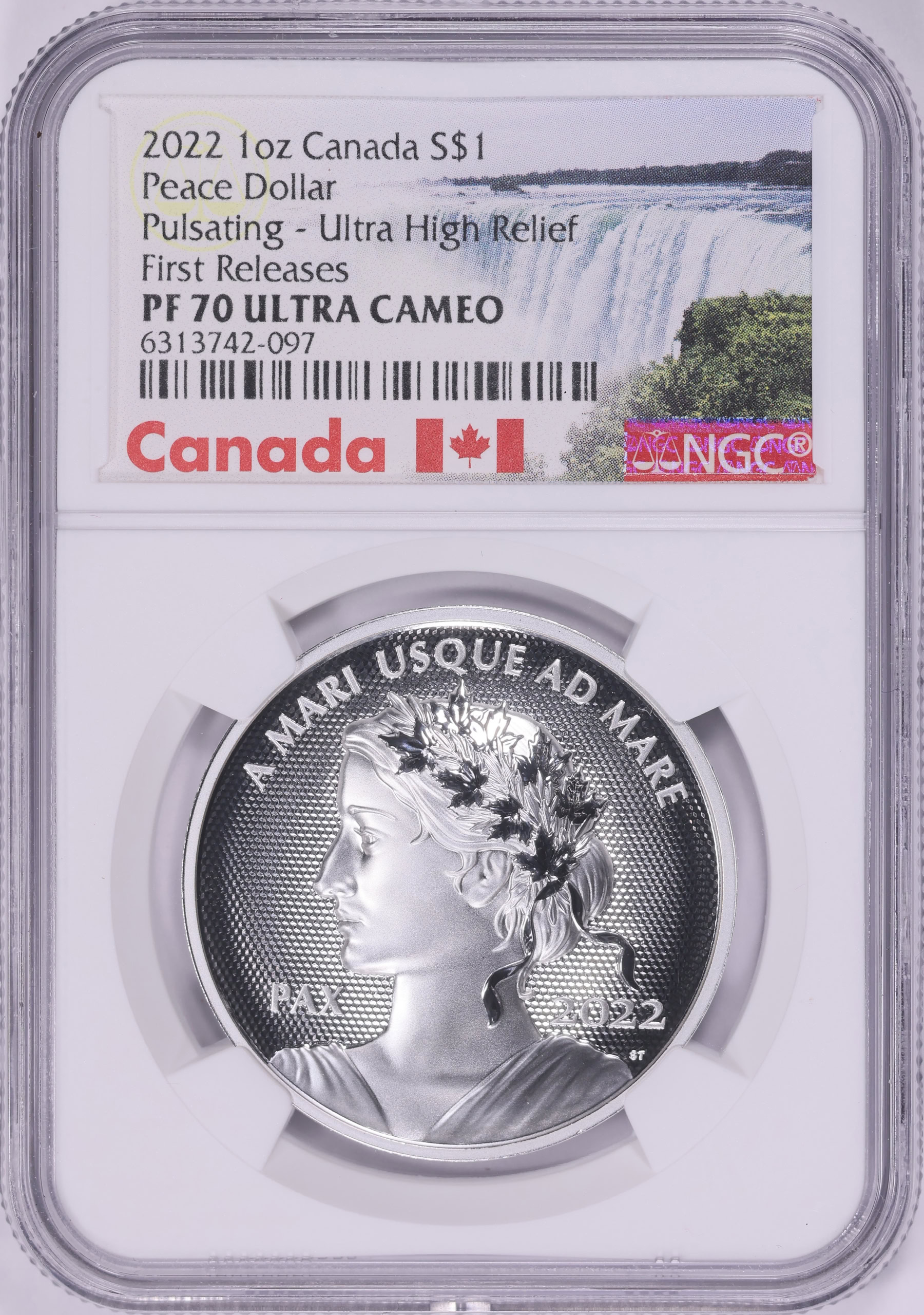 Canada 2022 Silver Dollar Peace Dollar Ultra High Relief Pulsating