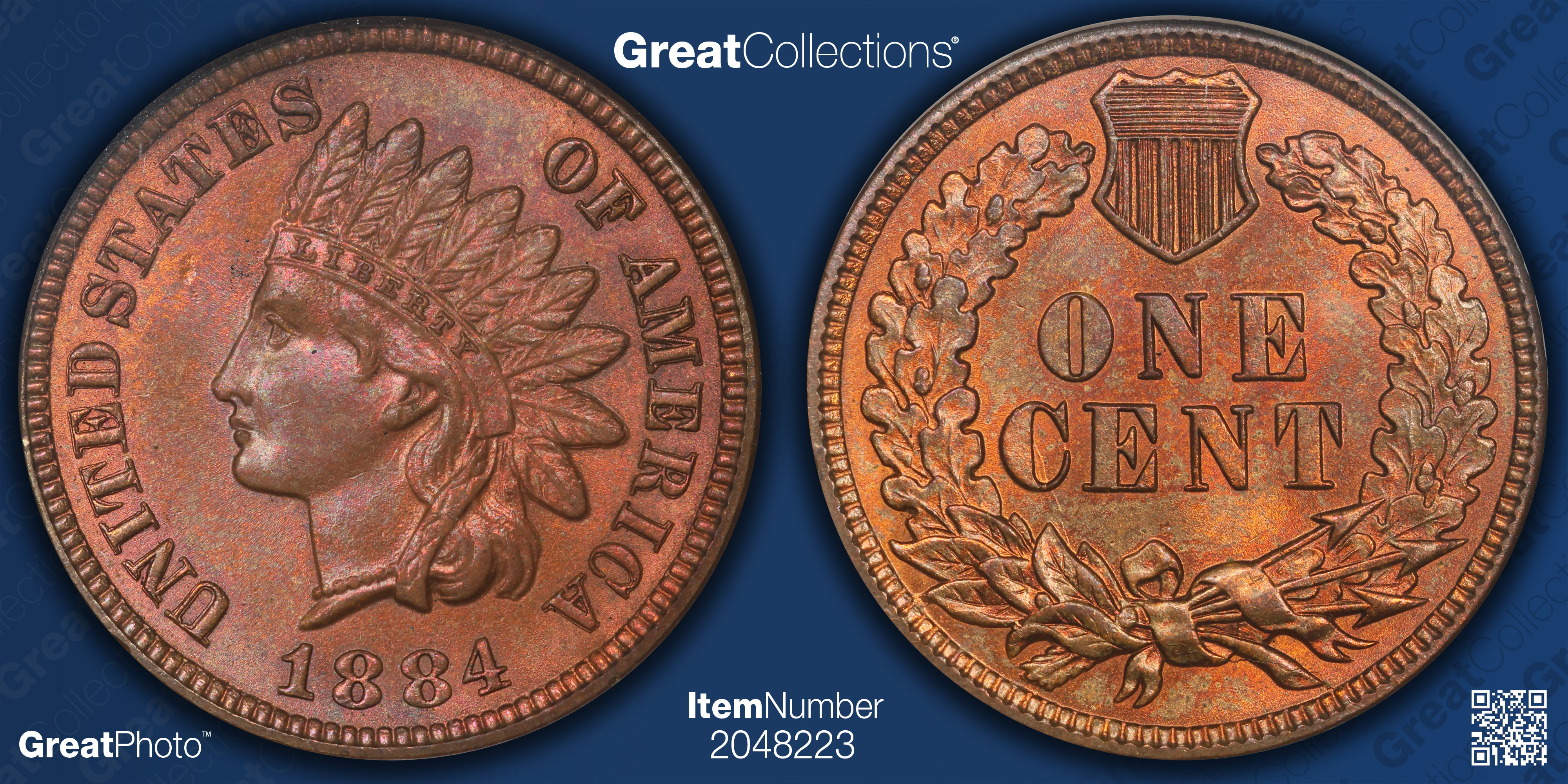 1884 Indian Cent NGC MS-65 RB (Item 2048223) | GreatCollections