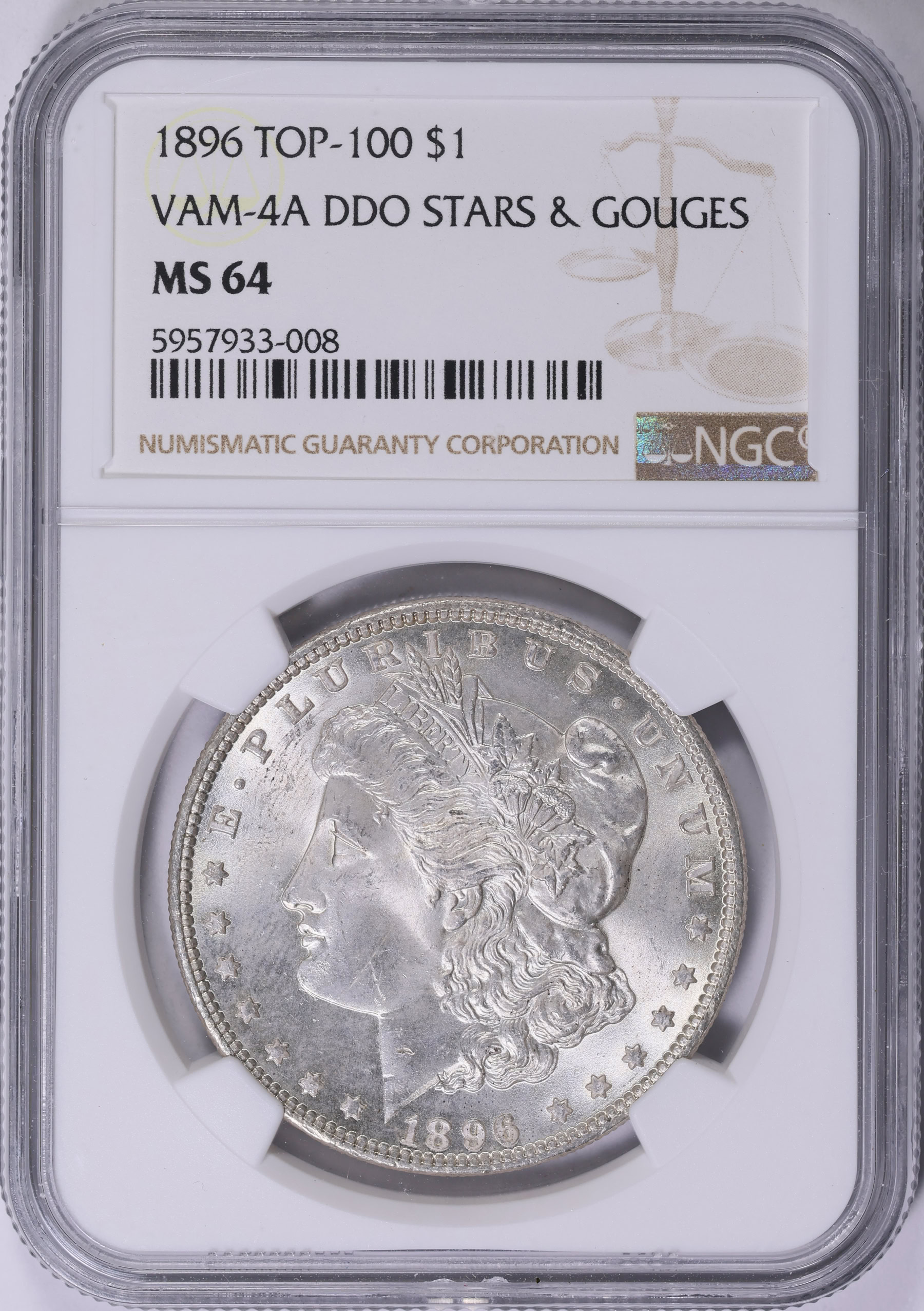 1896 Morgan Silver Dollar DDO Stars & Gouges VAM-4A *Top 100* NGC MS-64 ...