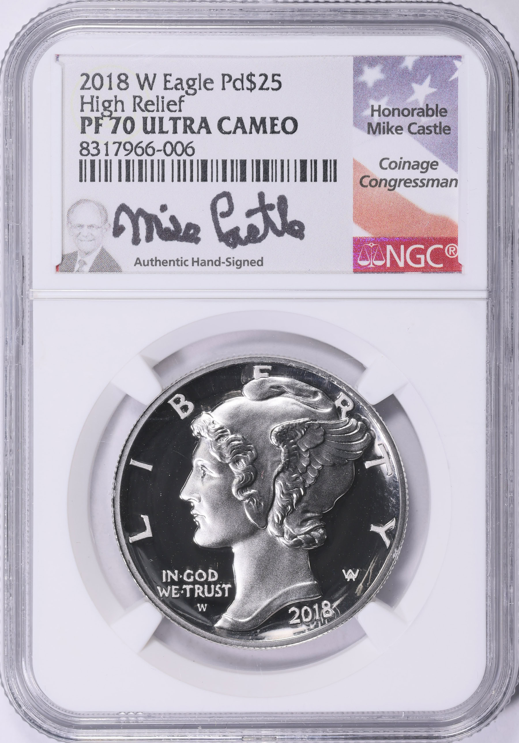 2018-W $25 American Liberty Palladium NGC Proof-70 UC (Mike Castle