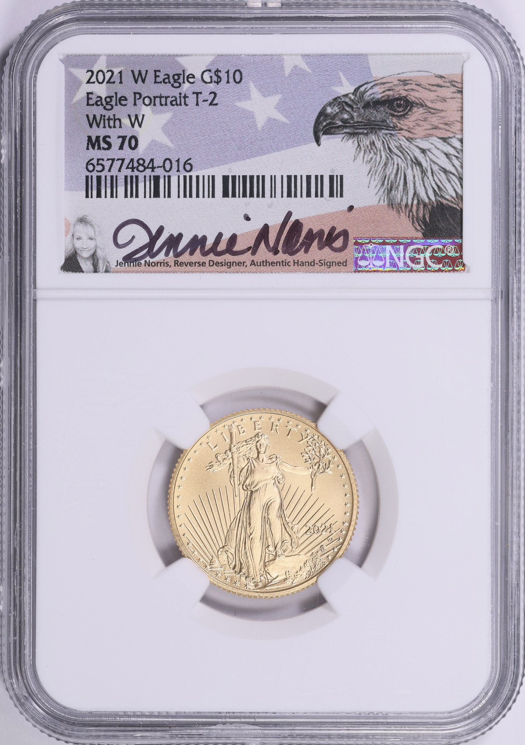 2021-W $10 Quarter-Ounce Gold American Eagle Type 2 Unfinished