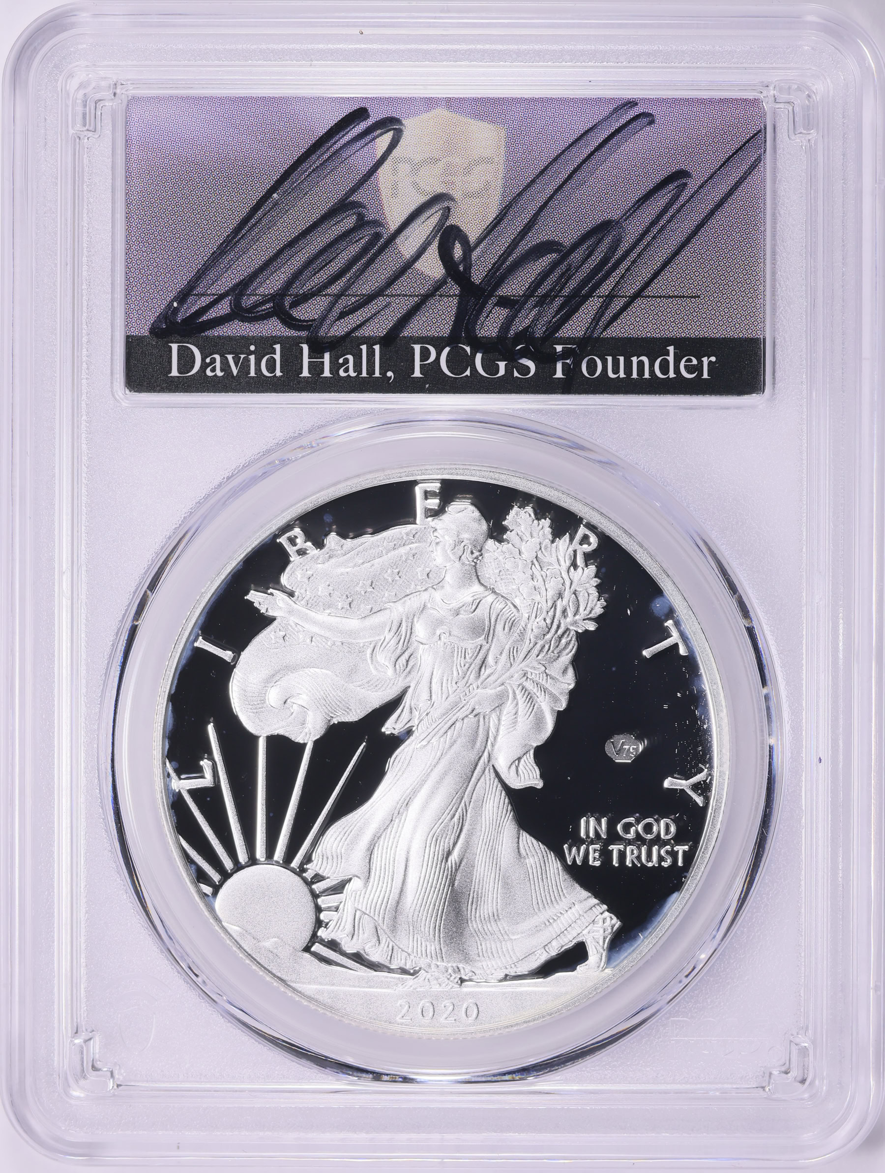 2020-W $1 Silver Eagle V75 Privy PCGS Proof-70 DCAM (David Hall