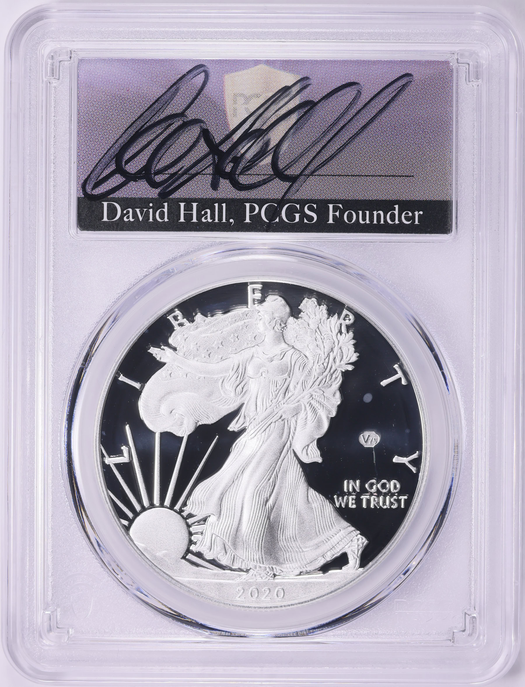 2020-W $1 Silver Eagle V75 Privy PCGS Proof-70 DCAM (David Hall