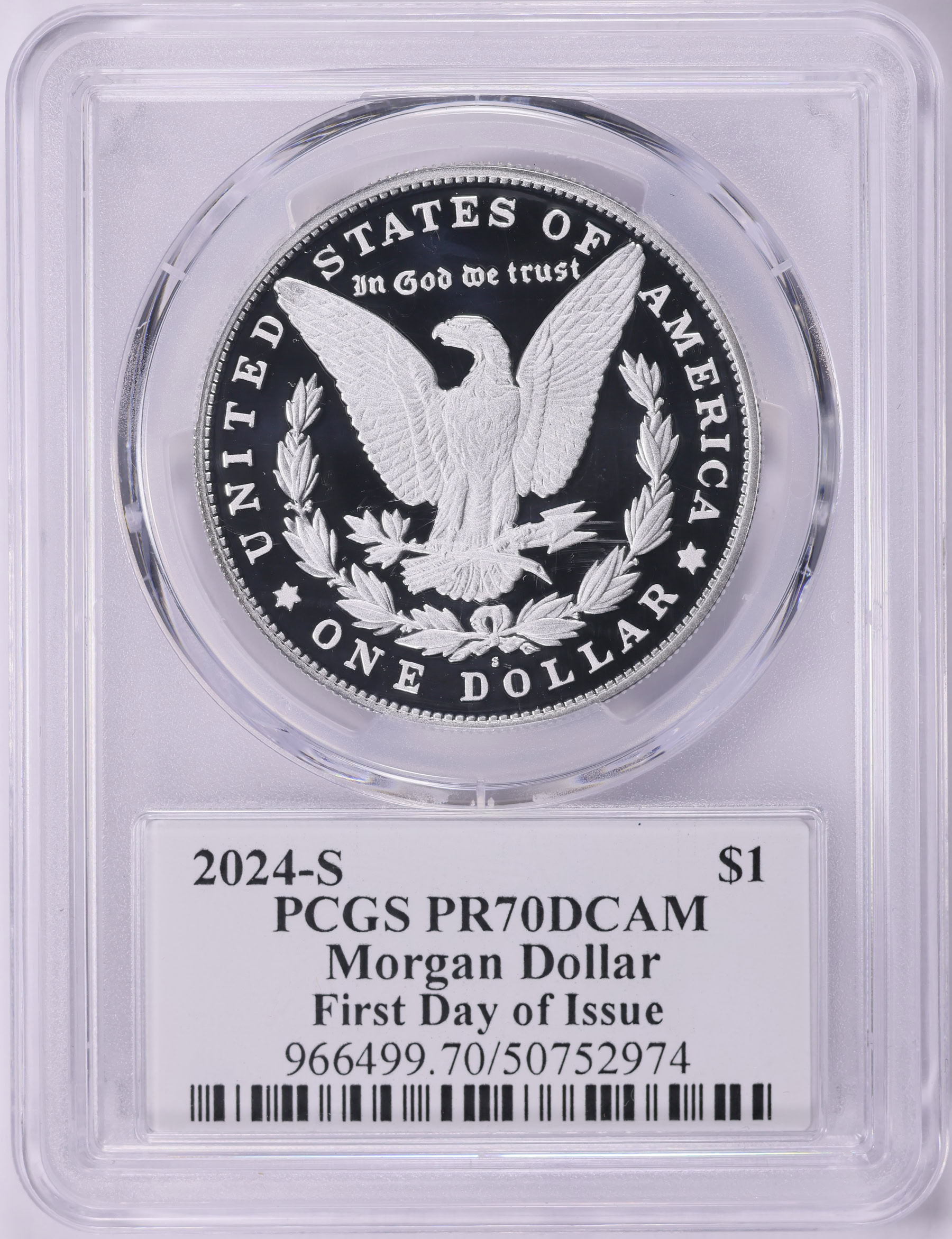 2024-S Morgan Silver Dollar First Day of Issue PCGS Proof-70 DCAM