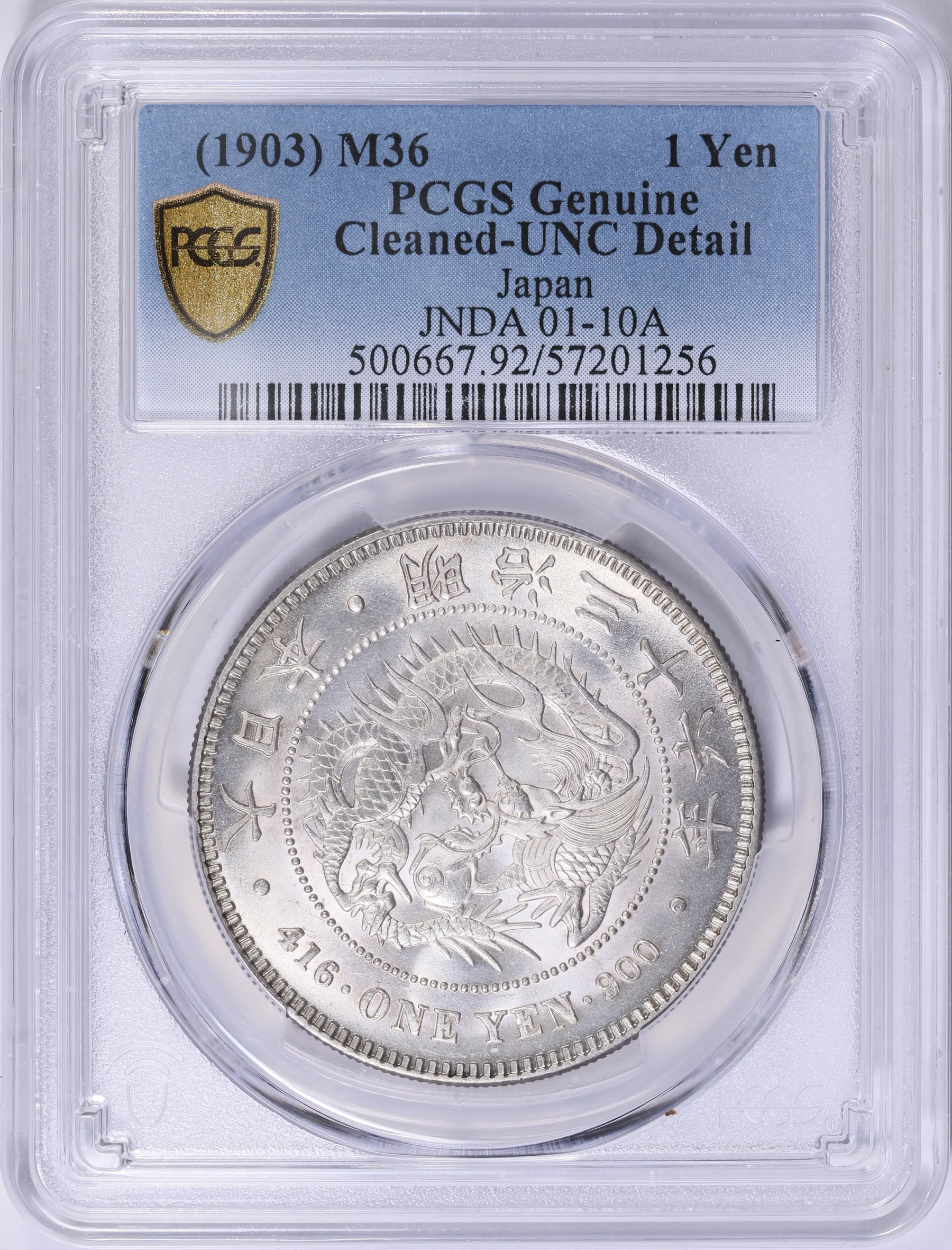Japan Year 36 (1903) Silver Yen Y-25A.3 PCGS Genuine Unc Details