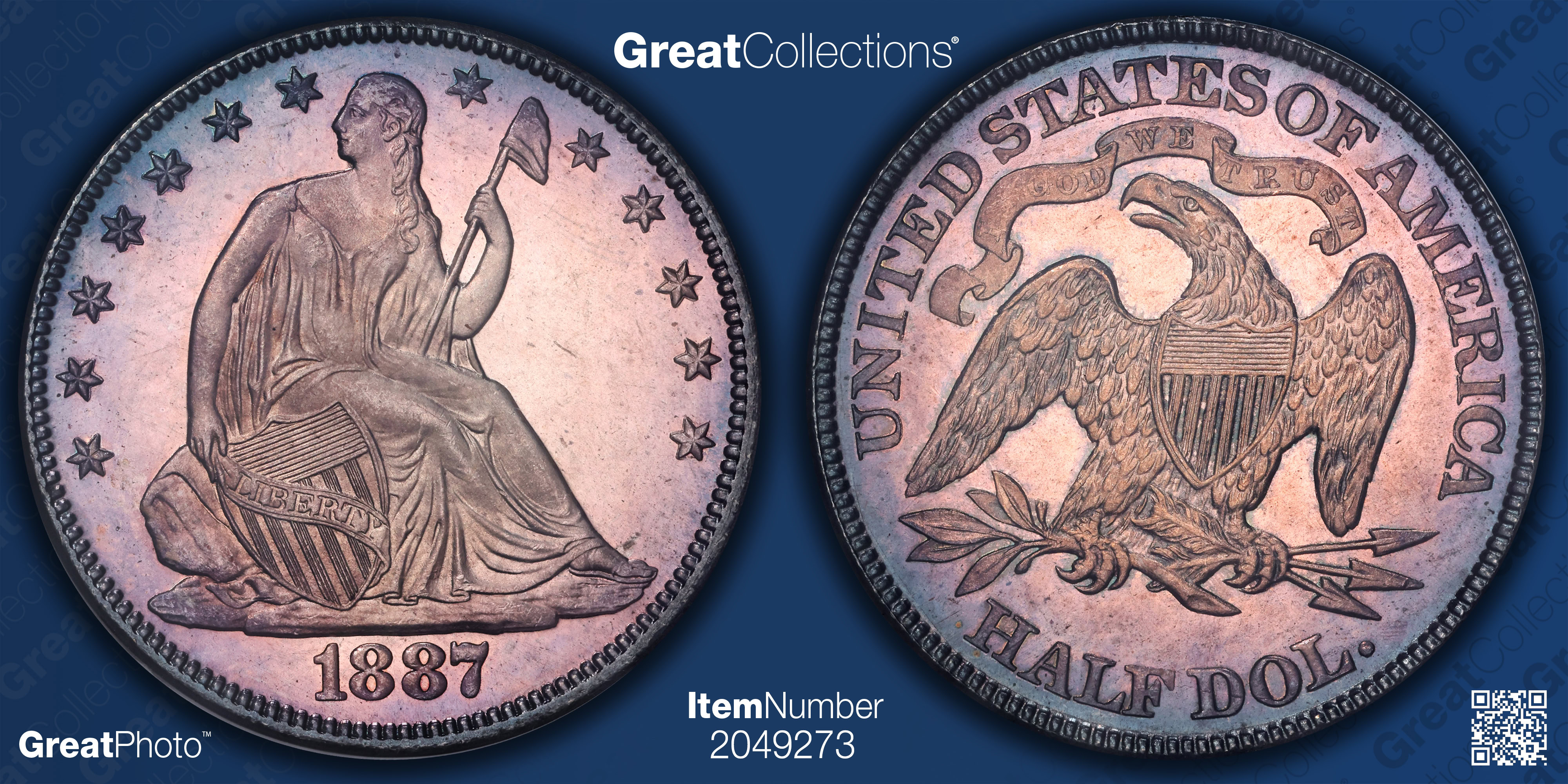 1887 Seated Liberty Half Dollar NGC MS-67 PL (Toned) (Item 2049273