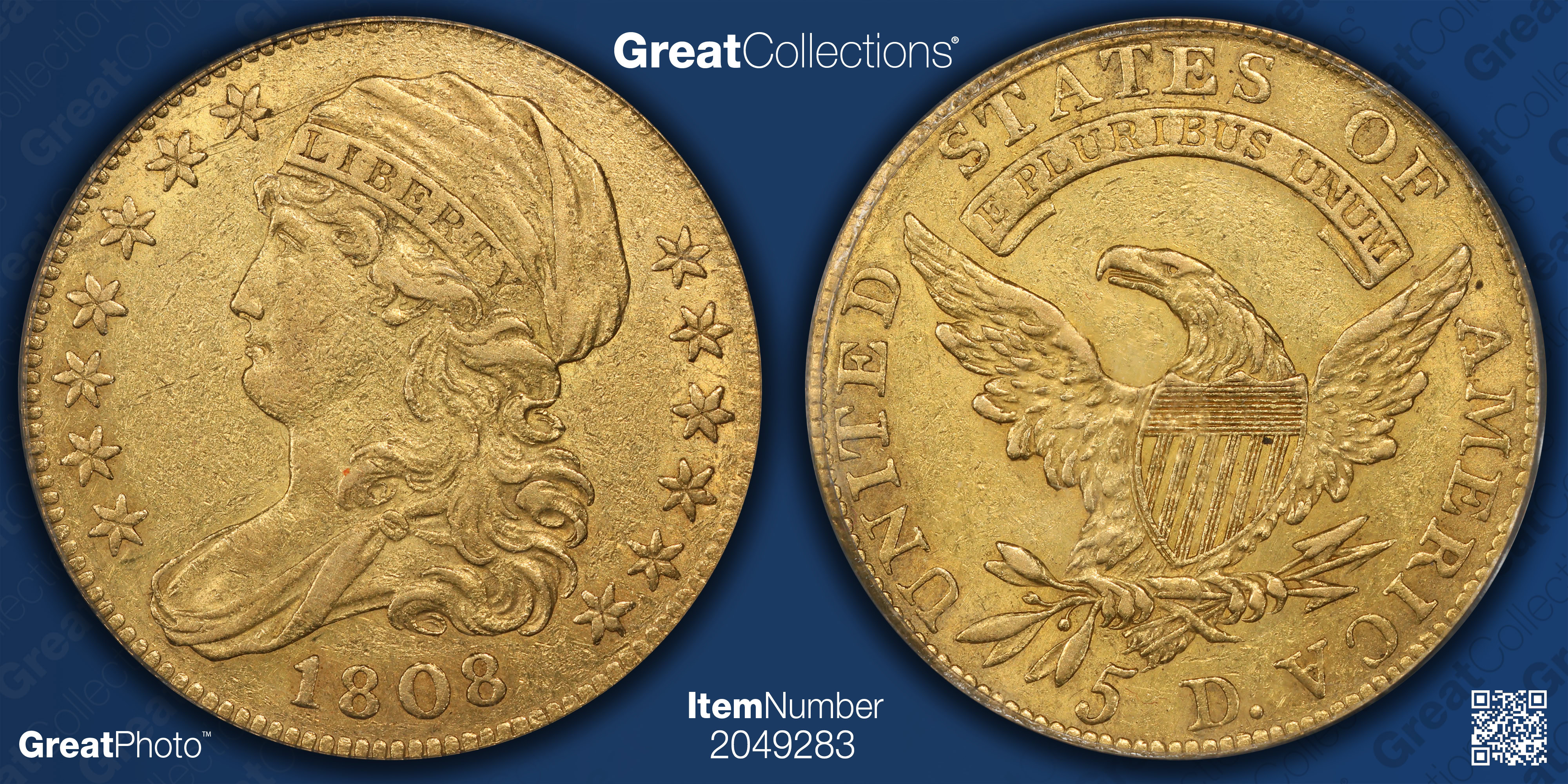 1808 Capped Bust Left Gold Half Eagle ANACS XF-40 (Item 2049283