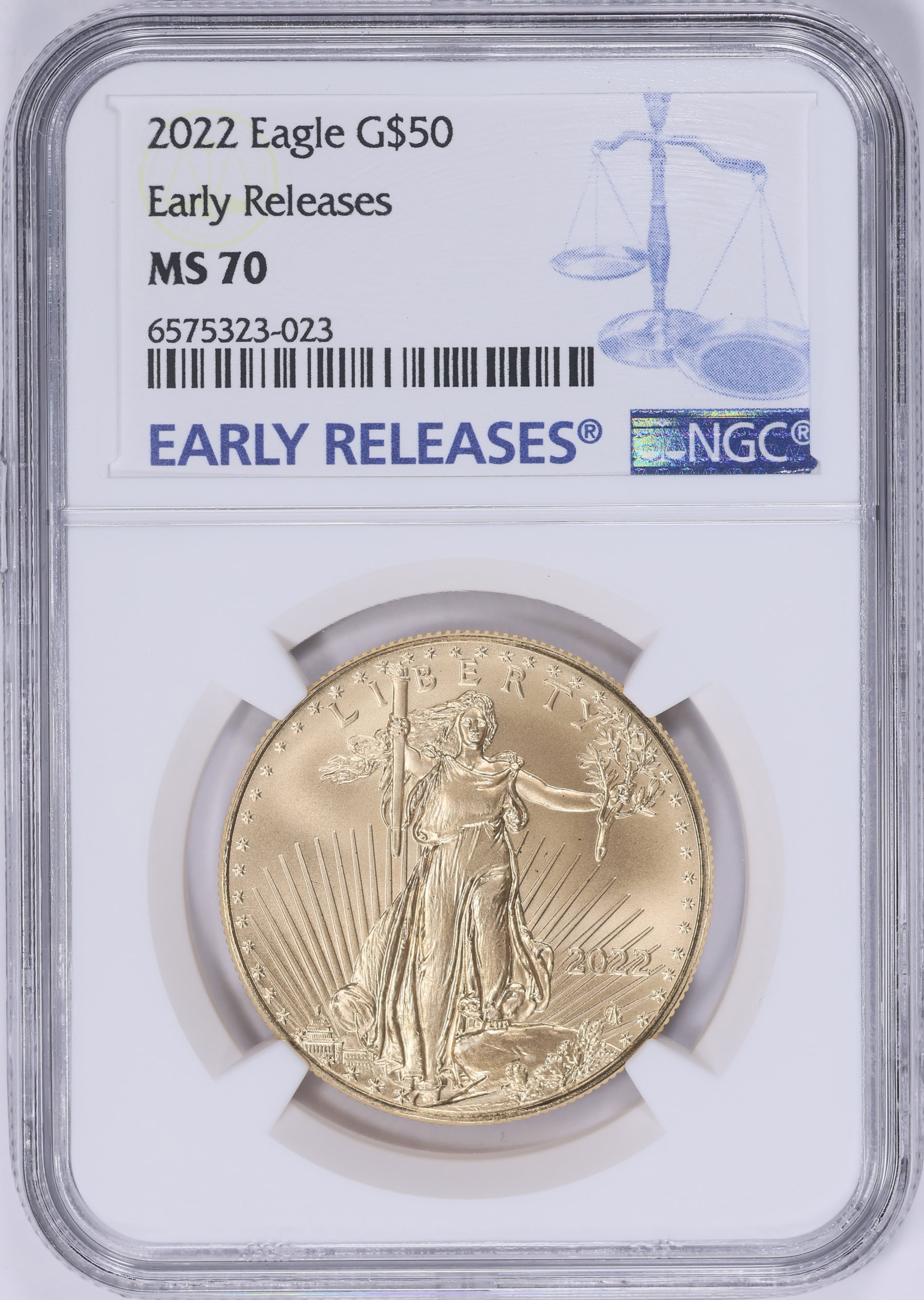 2022 $50 One-Ounce Gold American Eagle Early Releases NGC MS-70