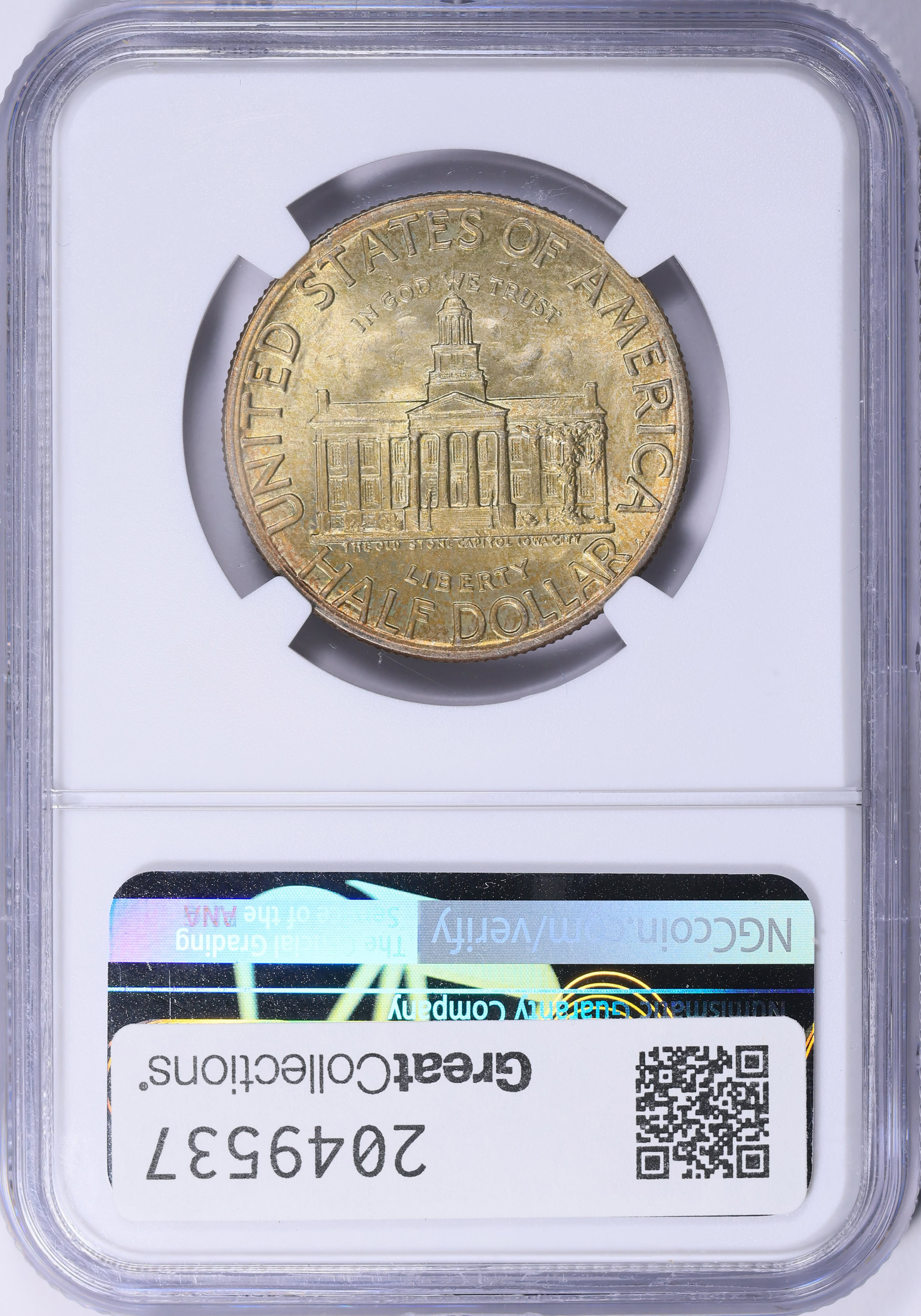 1946 Iowa Centennial Half Dollar NGC MS-67+ (Toned) (Item 2049537