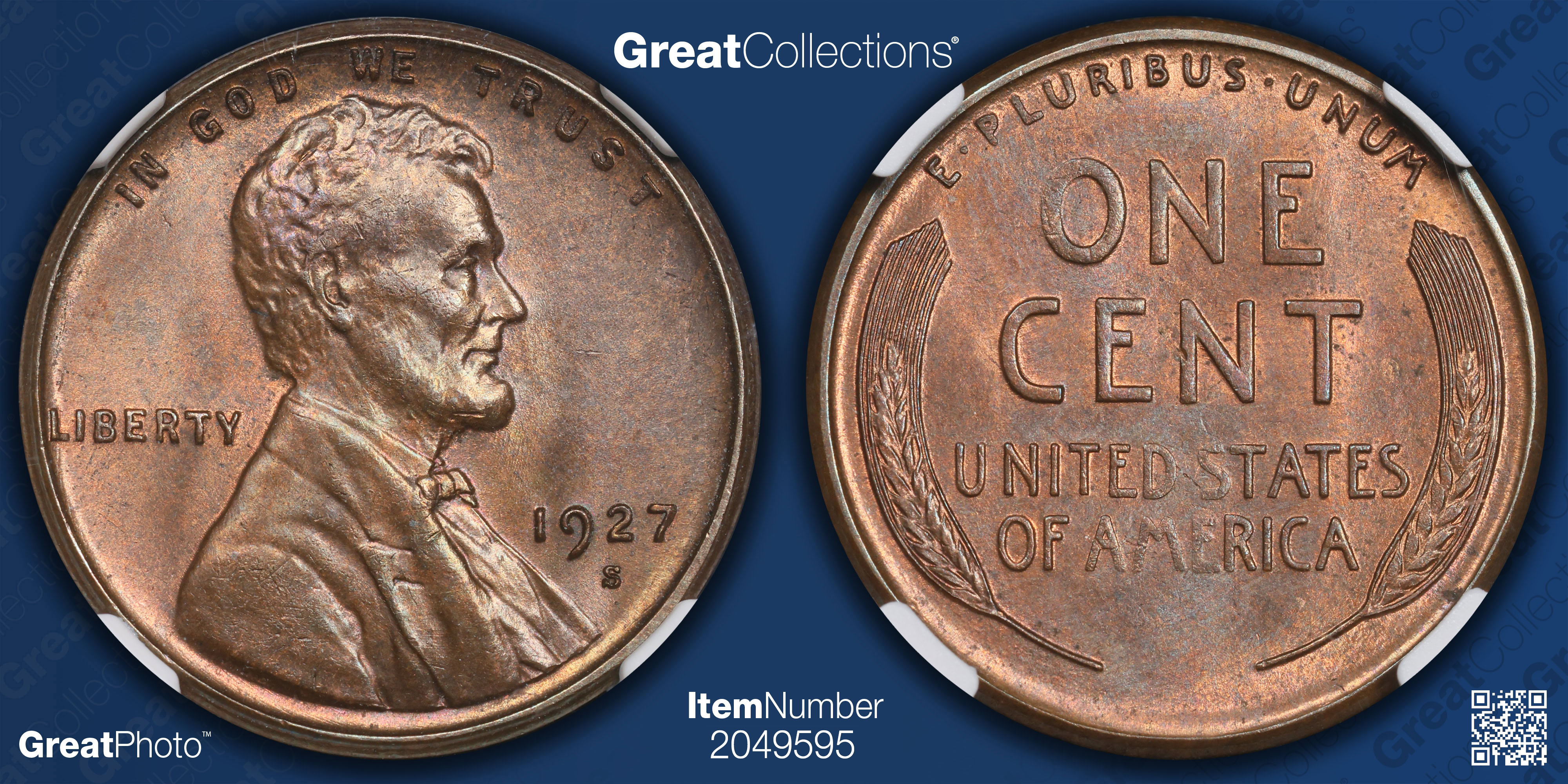 1927-S Lincoln Cent NGC MS-65 BN (Item 2049595) | GreatCollections