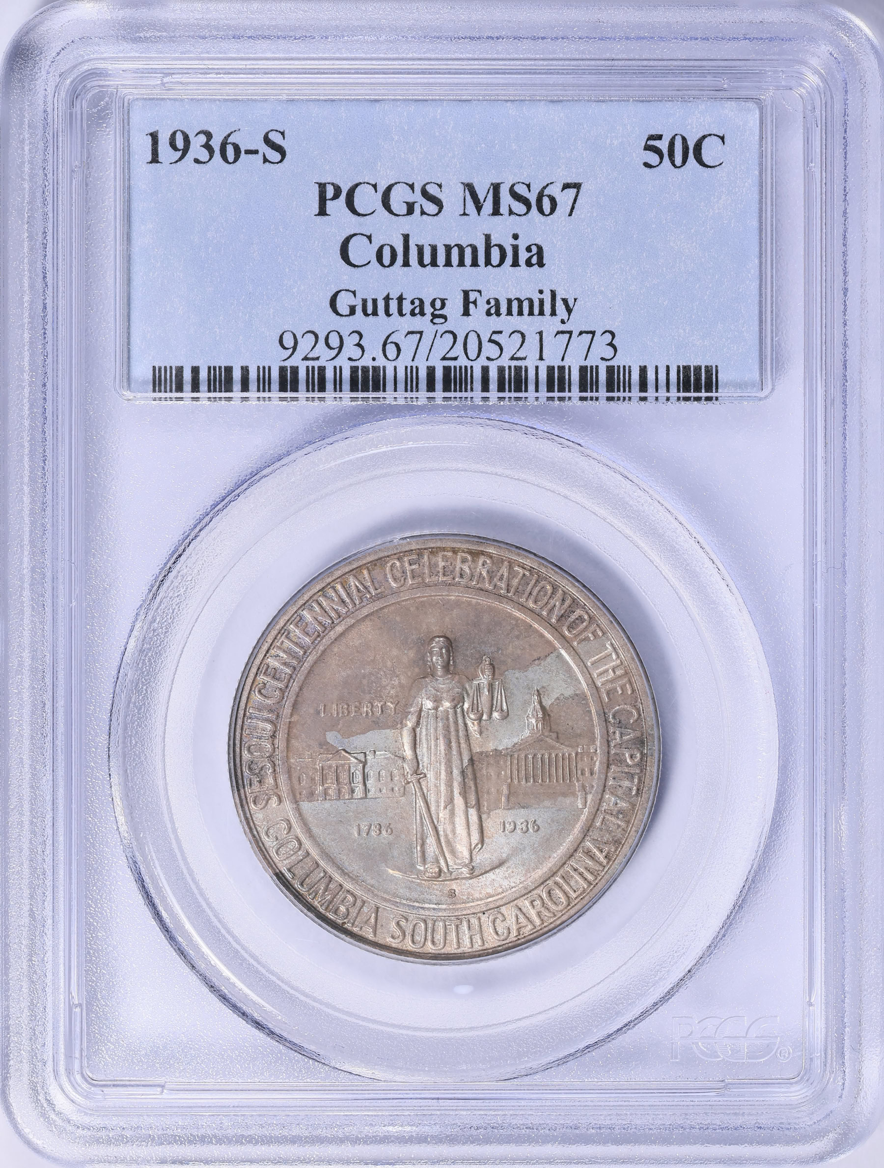 1936-S Columbia, South Carolina, Sesquicentennial Half Dollar PCGS MS ...