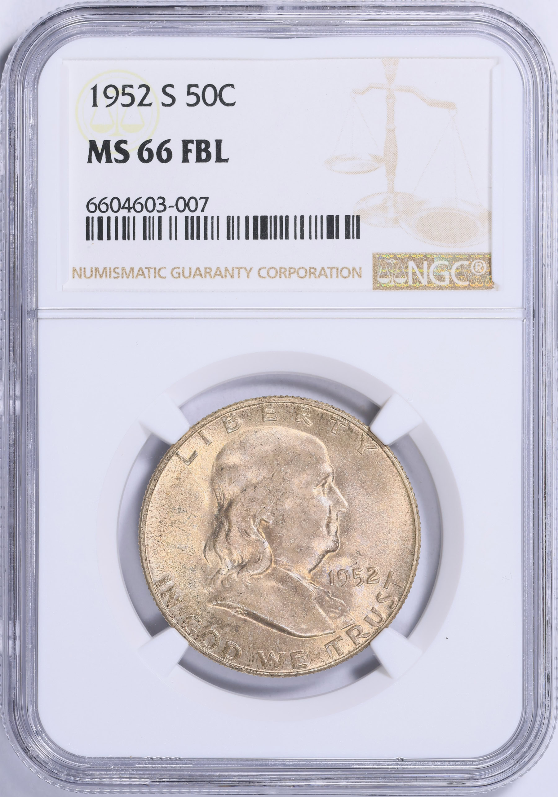 1952-S Franklin Half Dollar NGC MS-66 FBL (Item 2050076