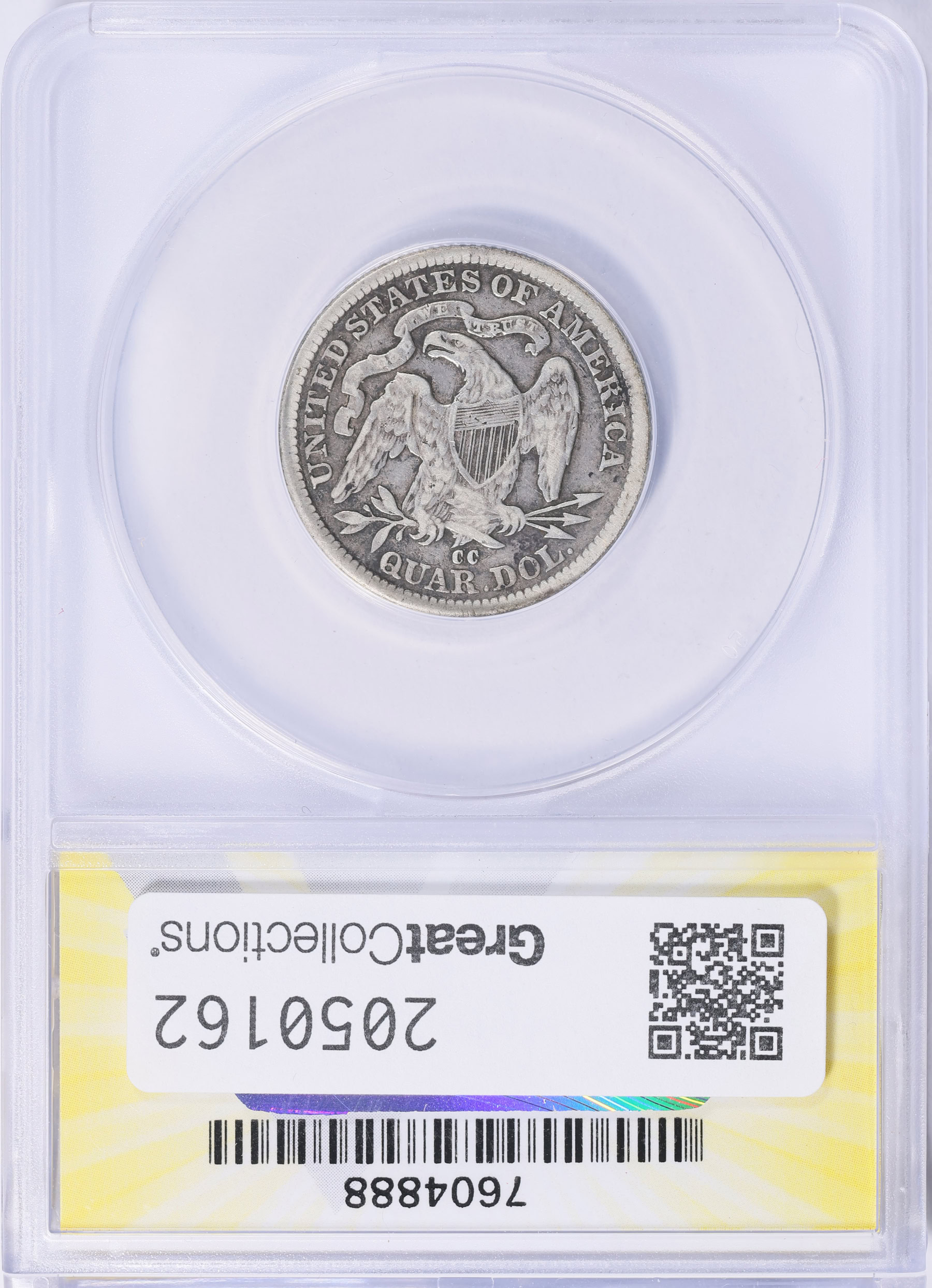 1878-CC Seated Liberty Quarter ANACS F-15 Details (Item 2050162