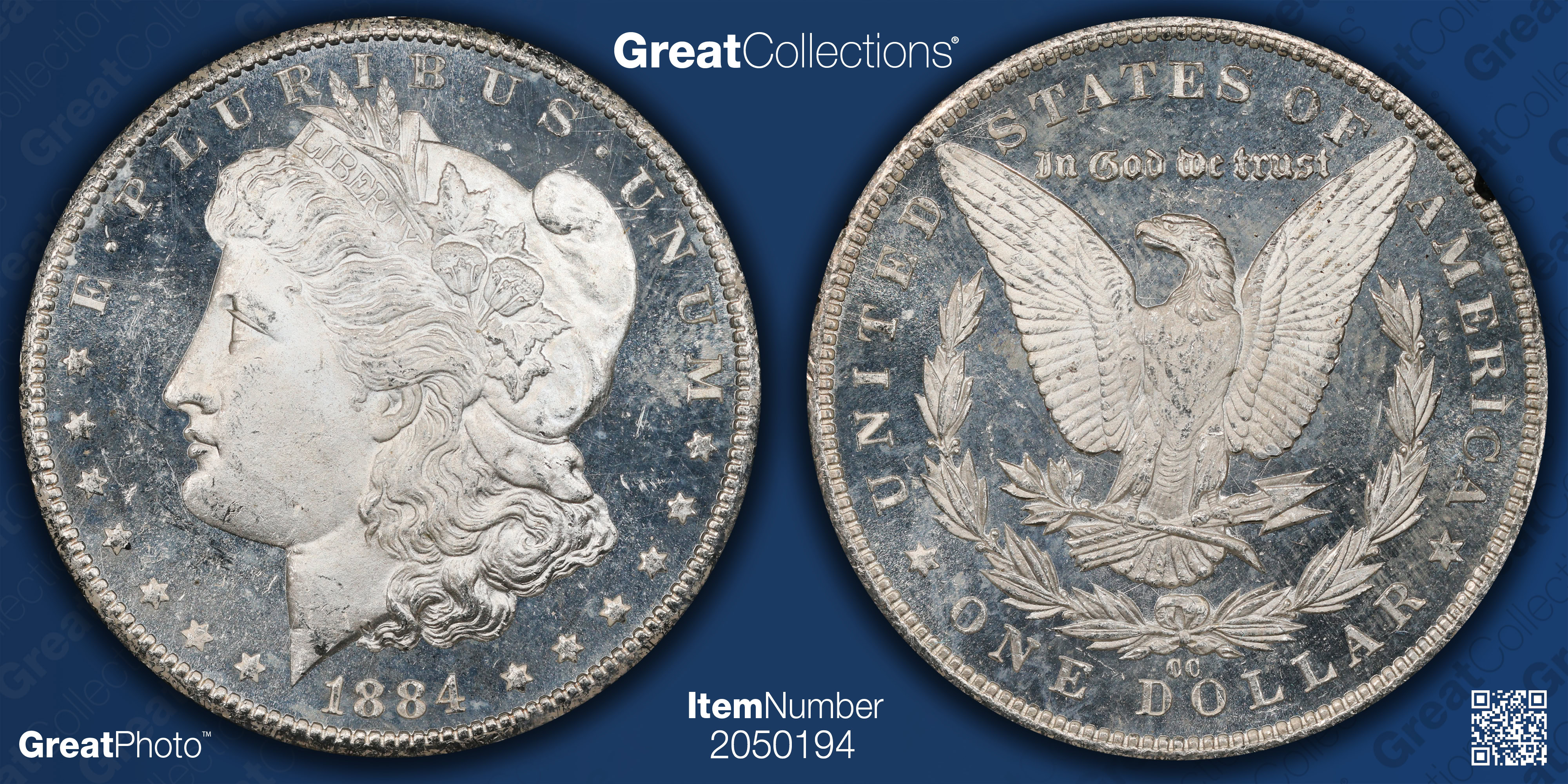 1884-CC Morgan Silver Dollar GSA Hoard NGC MS-64 DMPL (CAC Green