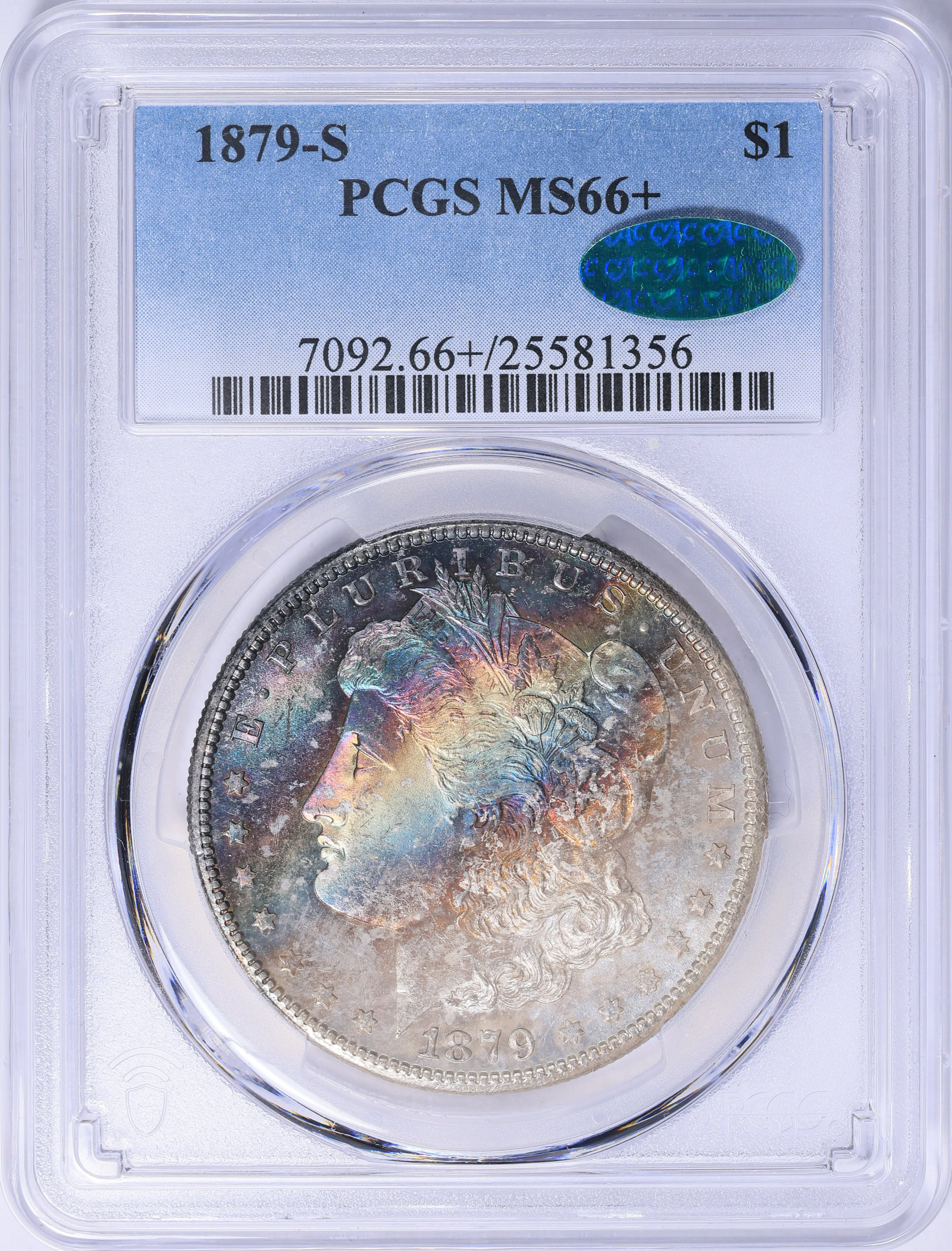 1879-S Morgan Silver Dollar PCGS MS-66+ (CAC Green) (Toned) (Item