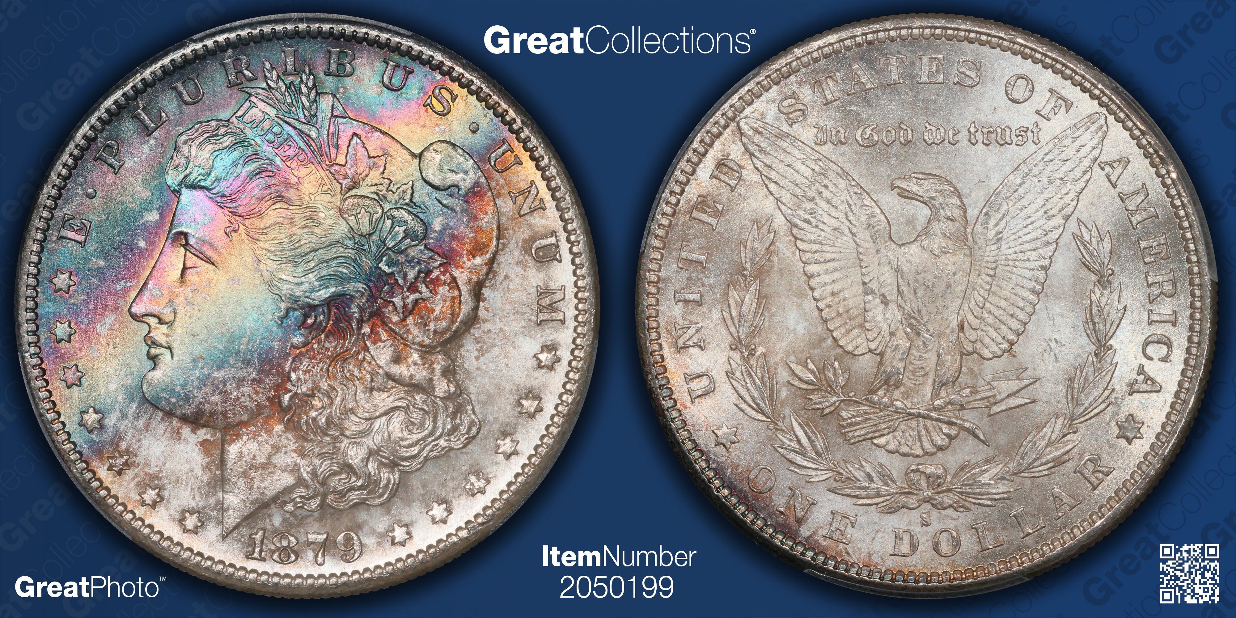 1879-S Morgan Silver Dollar PCGS MS-66+ (CAC Green) (Toned) (Item