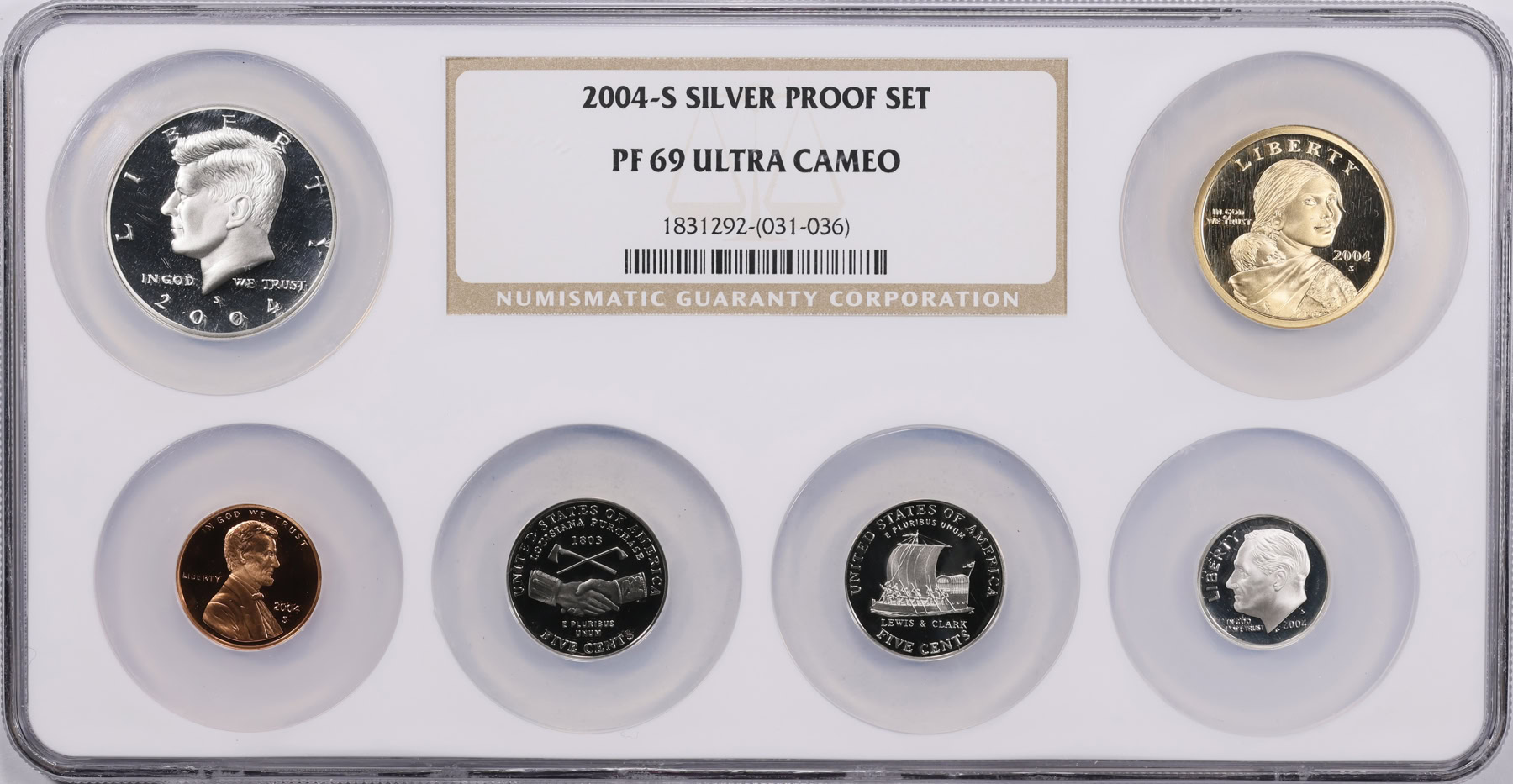 2004-S 1c-$1 Proof Set Including Silver NGC Proof-69 UC (6 Coins