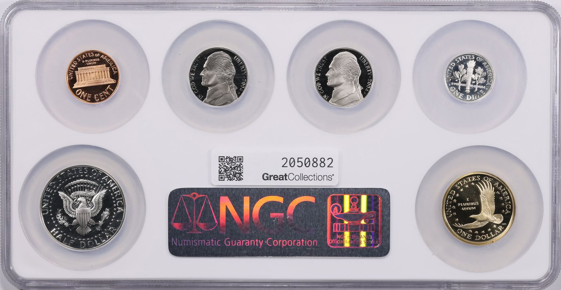 2004-S 1c-$1 Proof Set Including Silver NGC Proof-69 UC (6 Coins