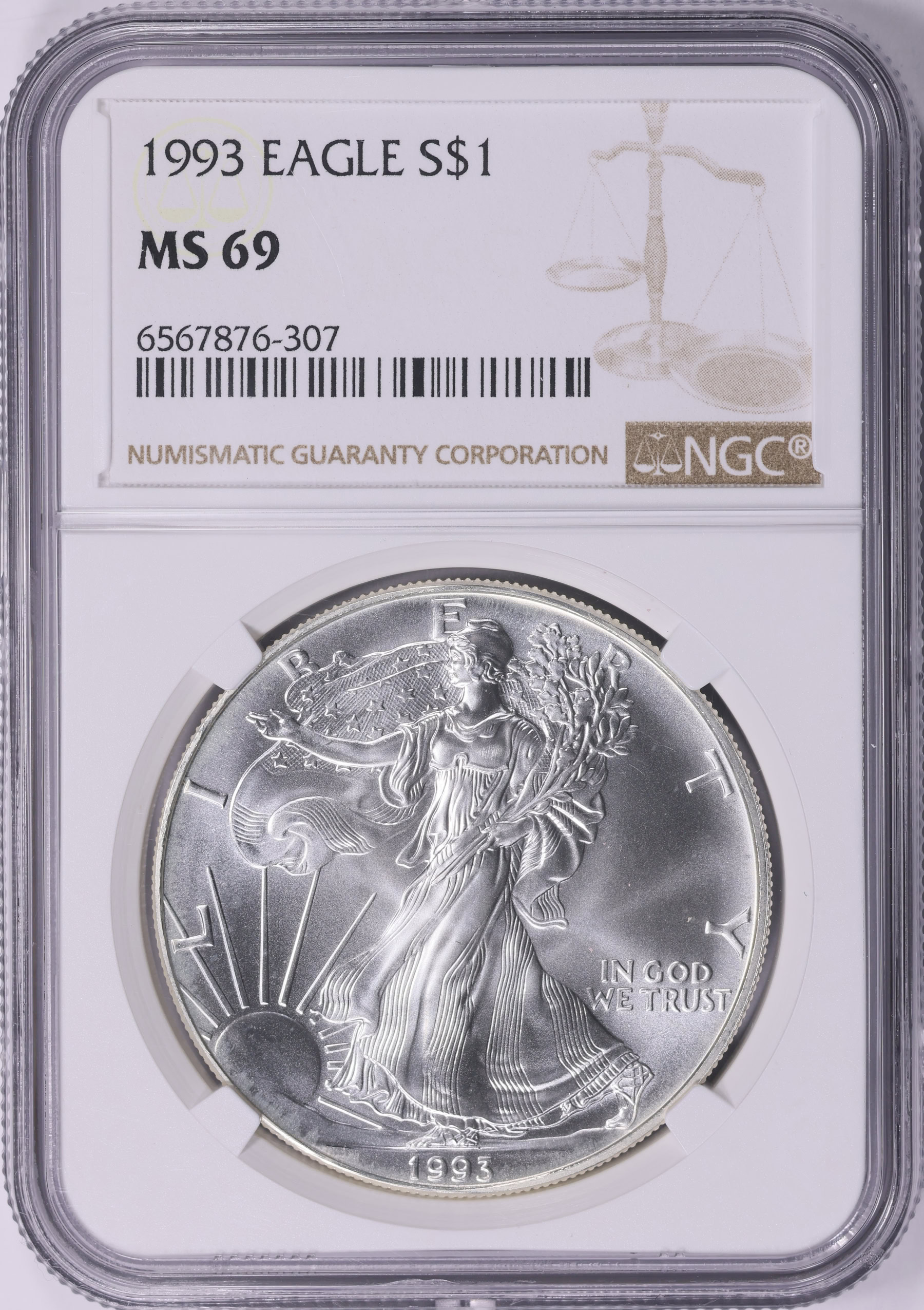 familiar レア 1993 $1 Silver Eagle NGC MS-69 (Item 2050989) | GreatCollections