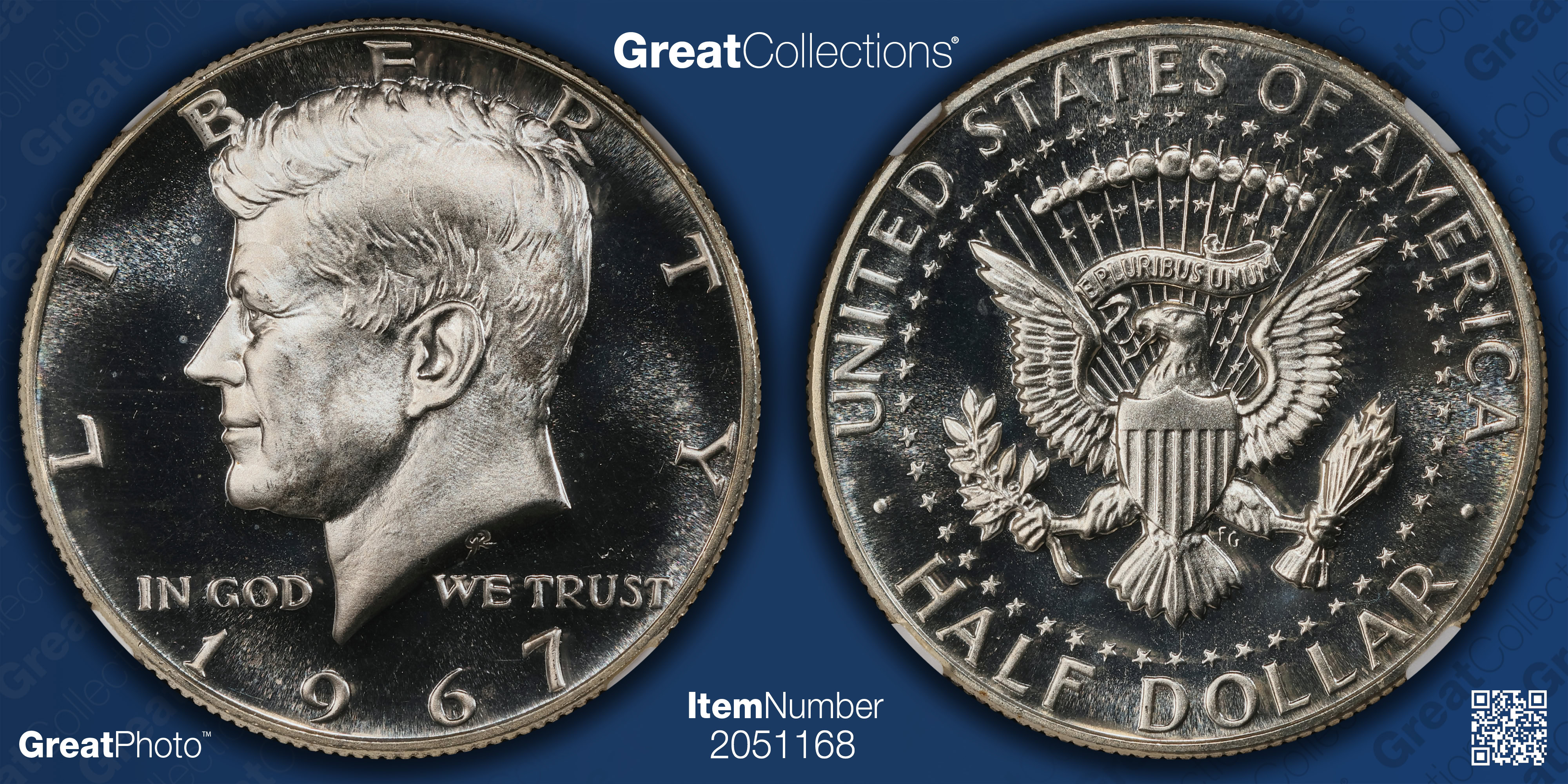 1967 Kennedy Half Dollar SMS NGC MS-68 ☆ CAMEO (Item 2051168