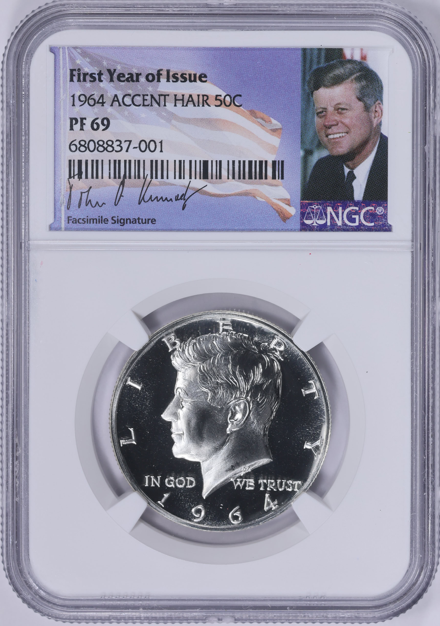 1964 Kennedy Half Dollar Accented Hair NGC Proof-69 (John F