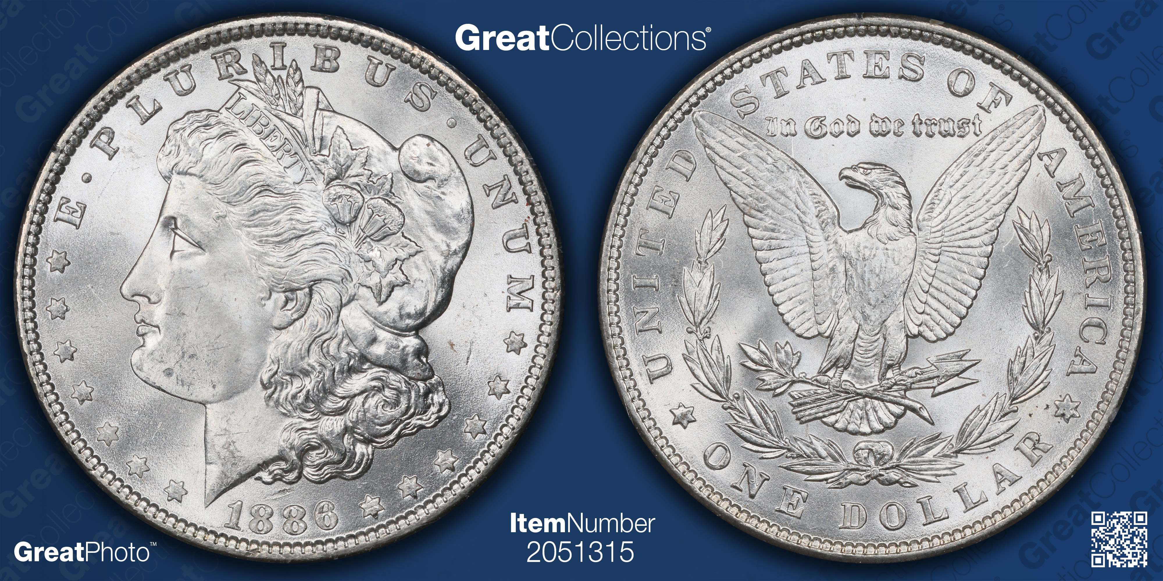 1886 Morgan Silver Dollar PCGS MS-64 (CAC Green) OGH (1st Gen