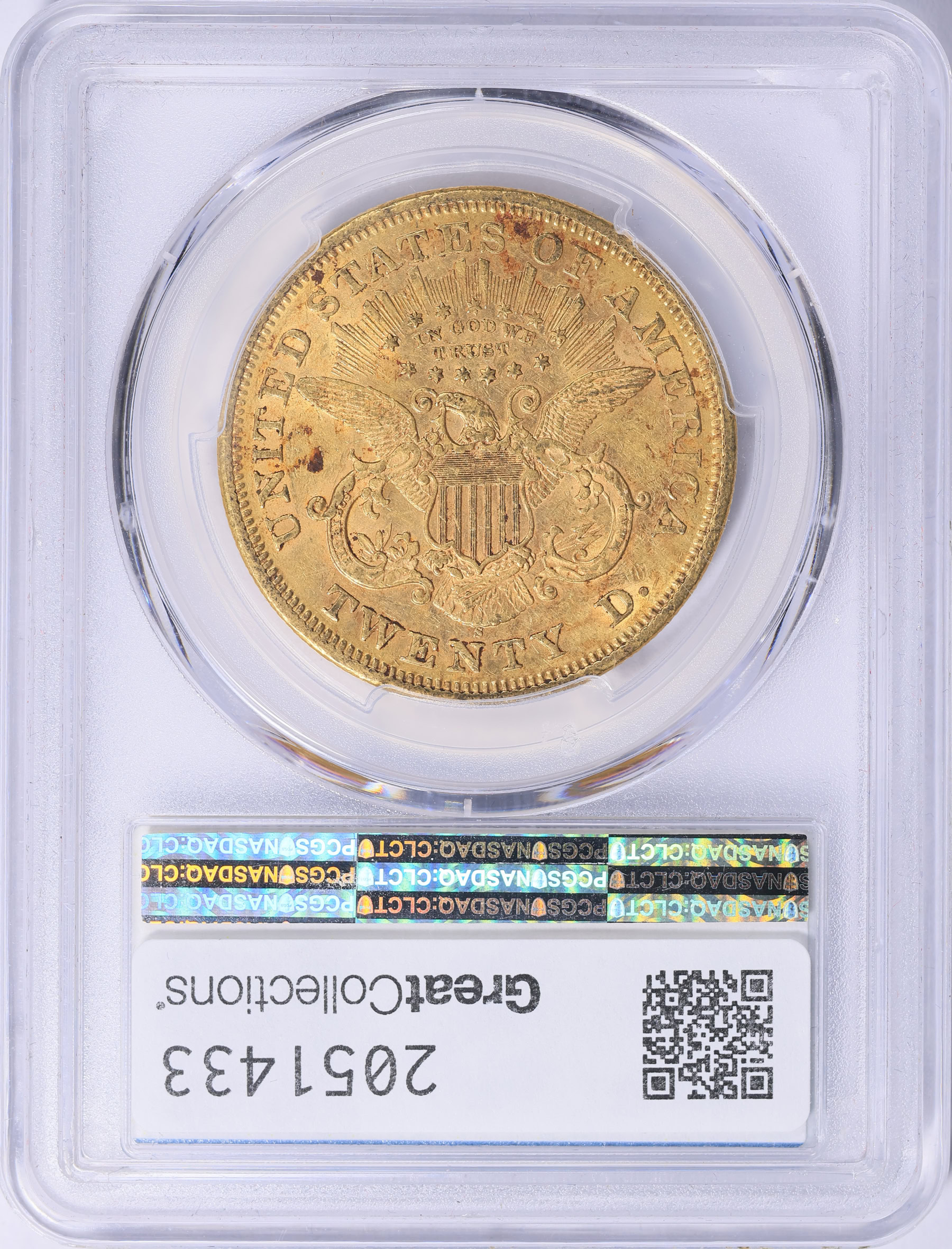 1870-S Liberty Gold Double Eagle PCGS AU-55 (Item 2051433