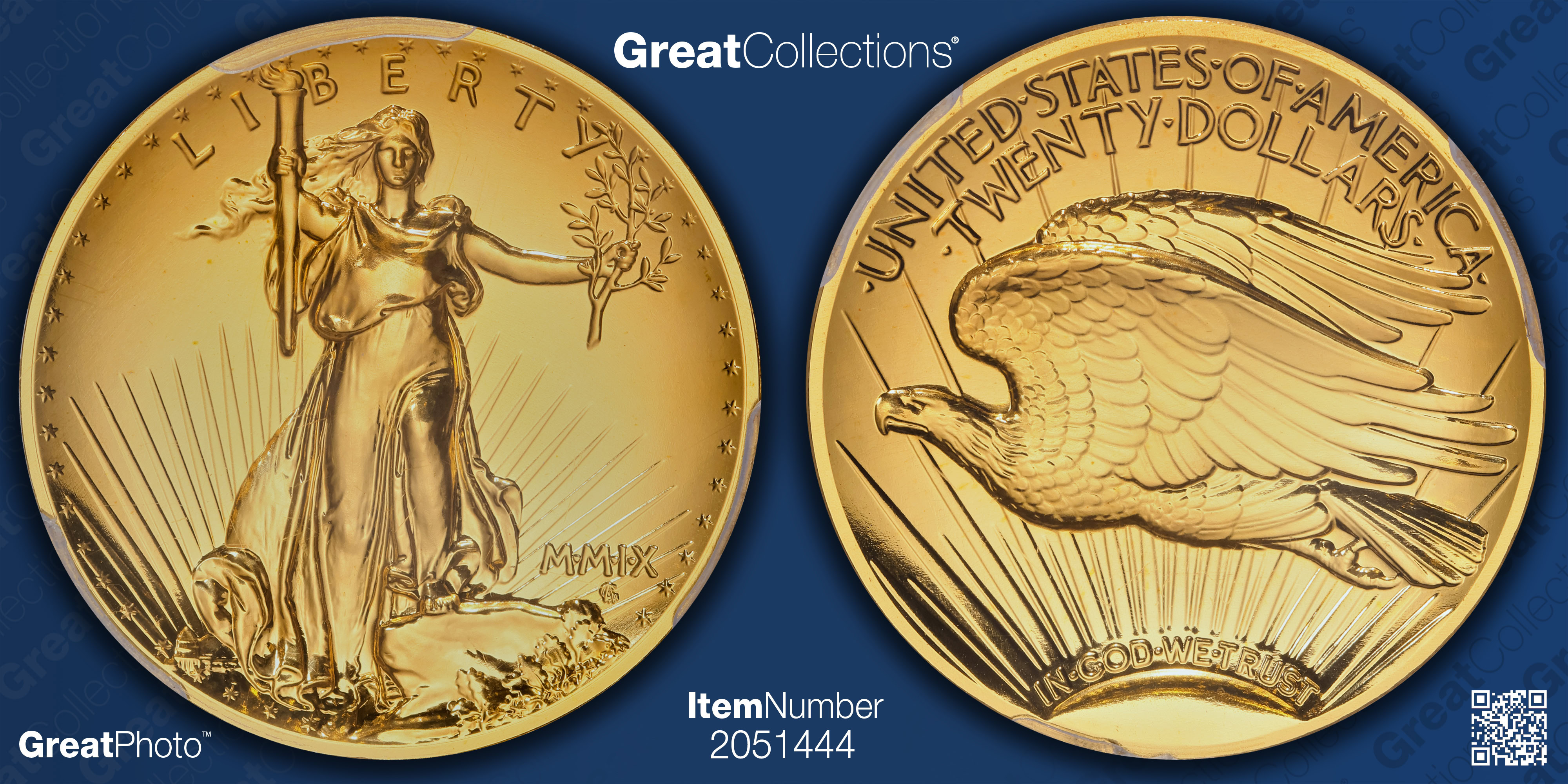 2009 MMIX Ultra High Relief $20 Gold PCGS MS-70 (Mercanti & Moy