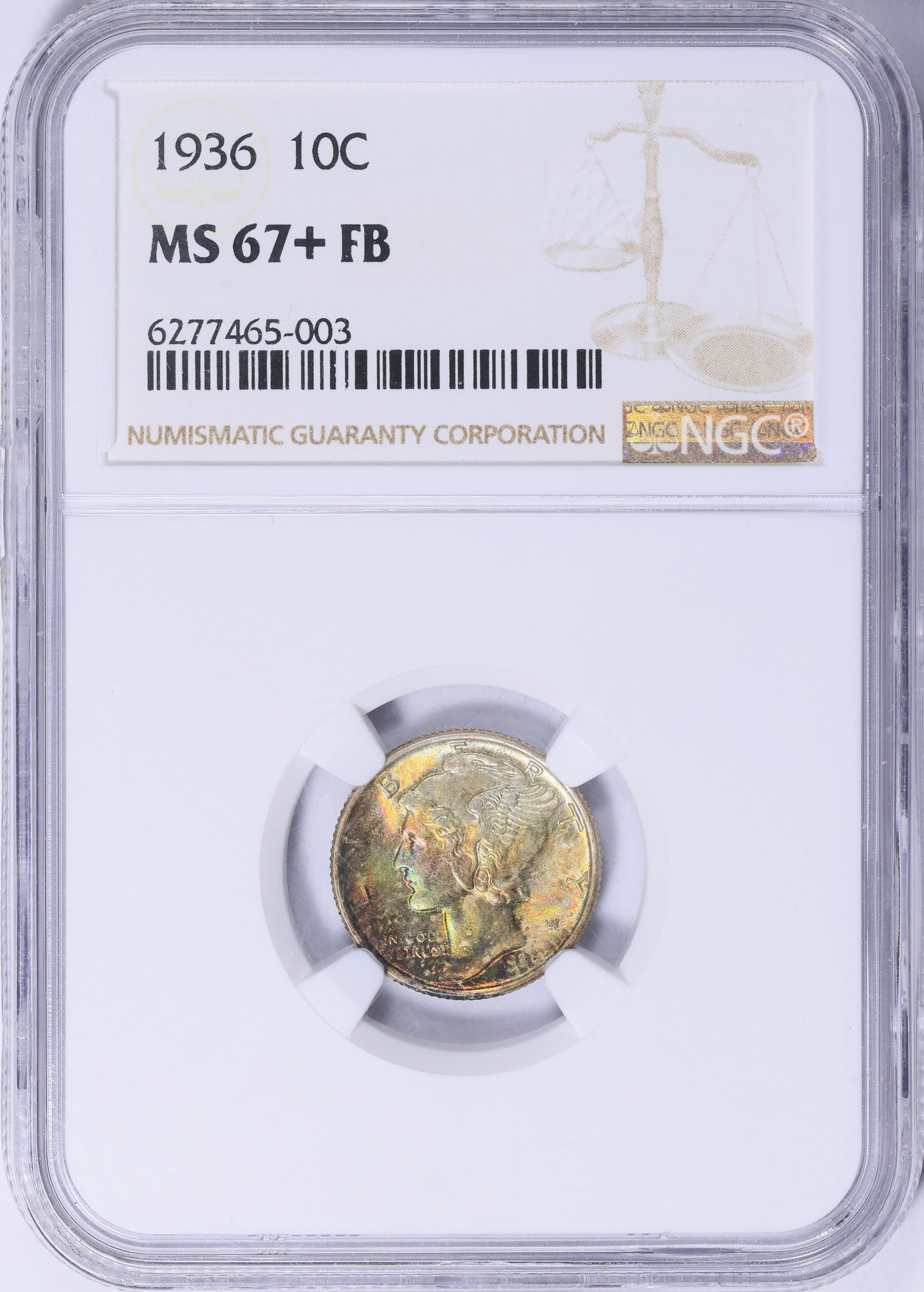 1936 Mercury Dime NGC MS-67+ FB (Toned) (Item 2051501