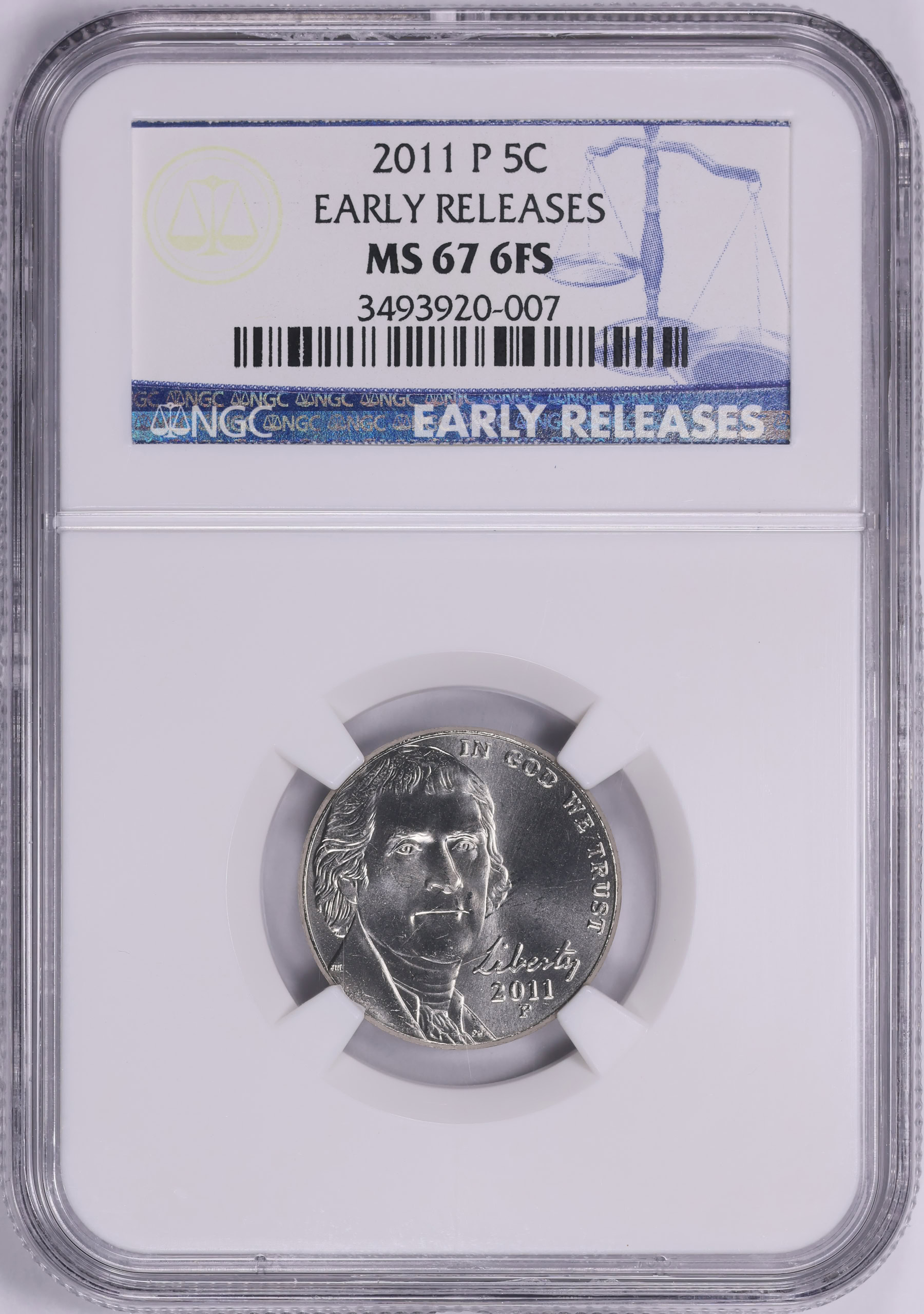 2011-P Jefferson Nickel Early Releases NGC MS-67 6FS | NGC Cert