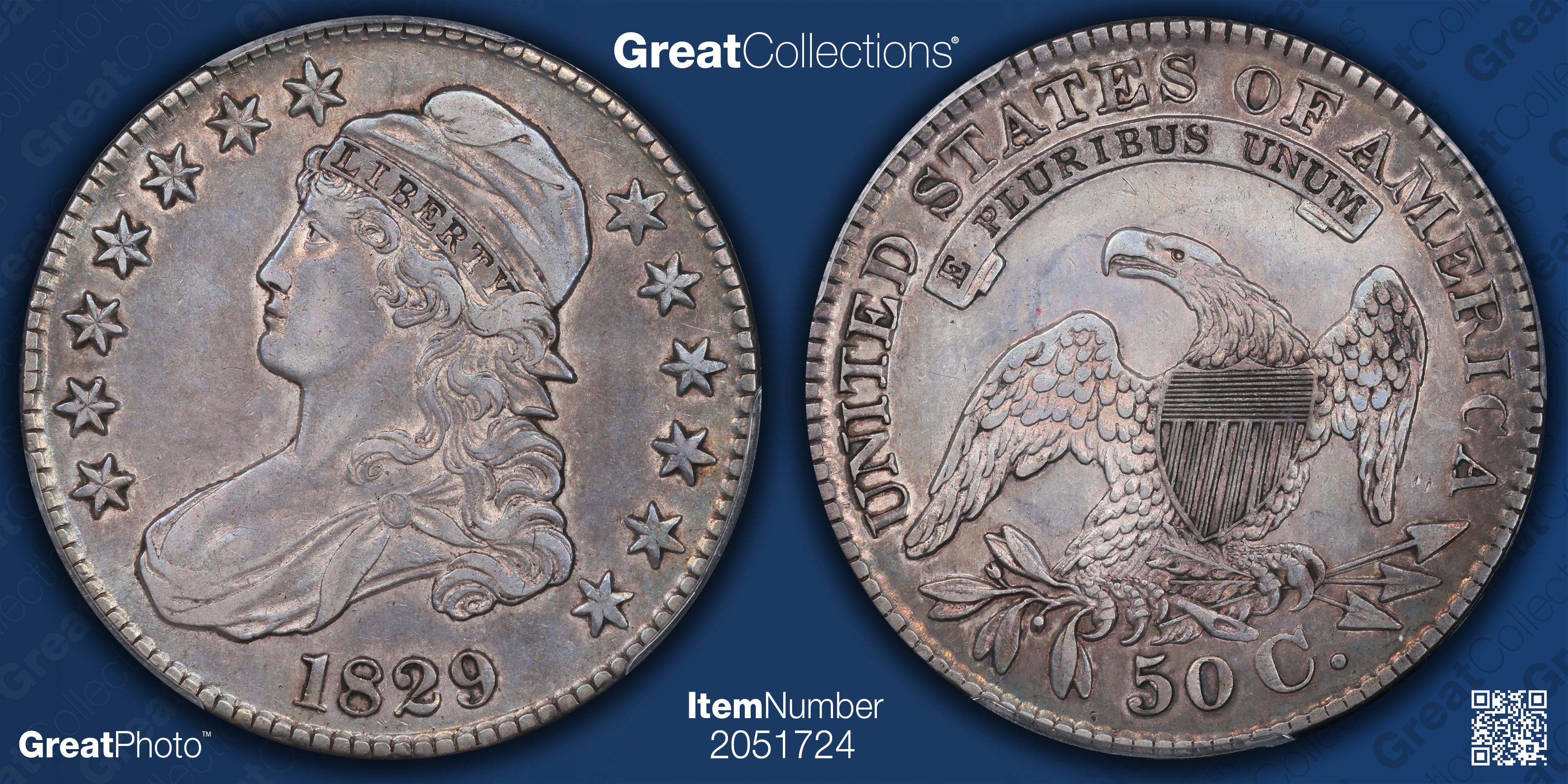 1829 Capped Bust Half Dollar Overton 105 PCGS XF-45 (Item 2051724