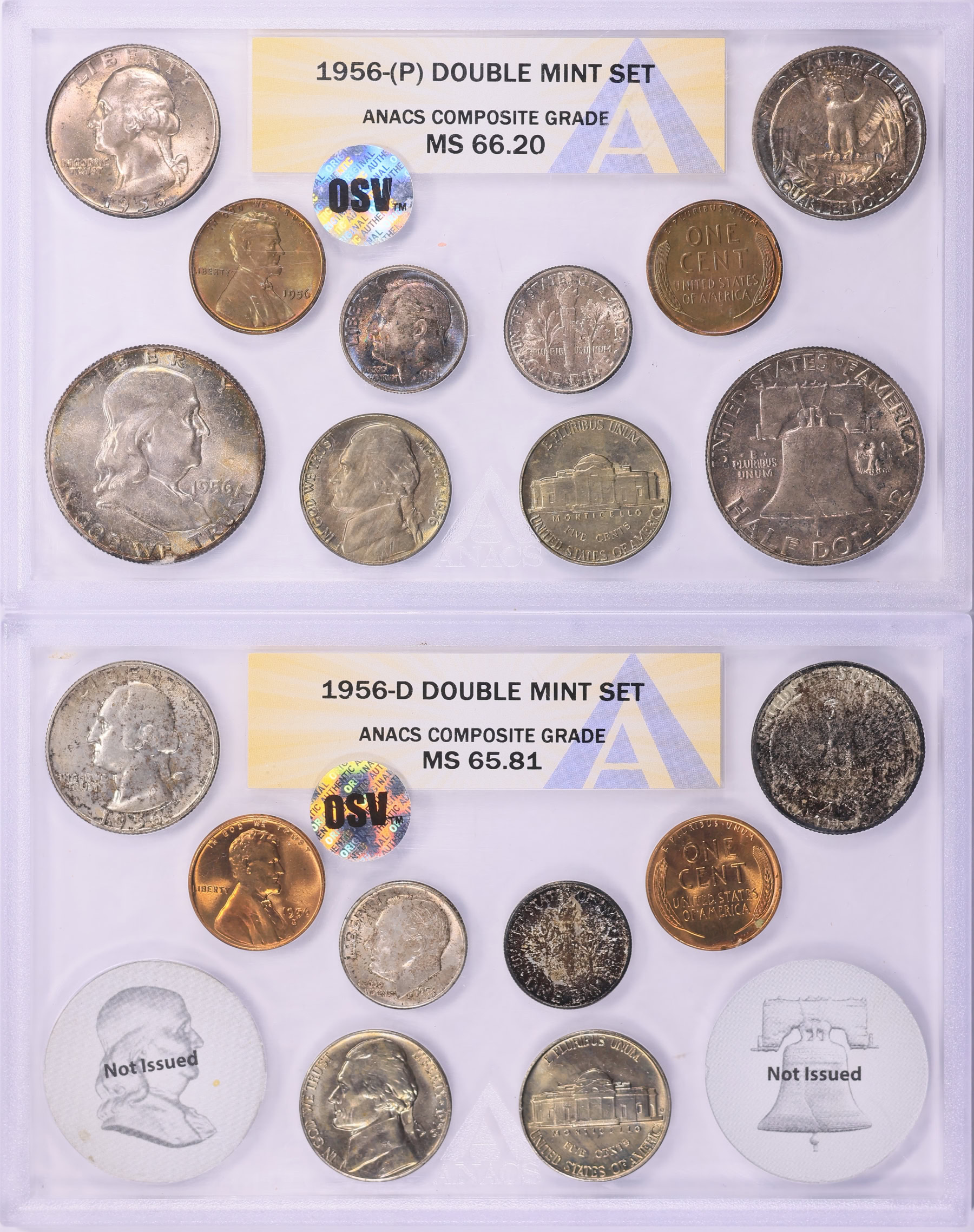 1956 U.S. Mint Double Mint Set ANACS Composite Grades MS-66.20