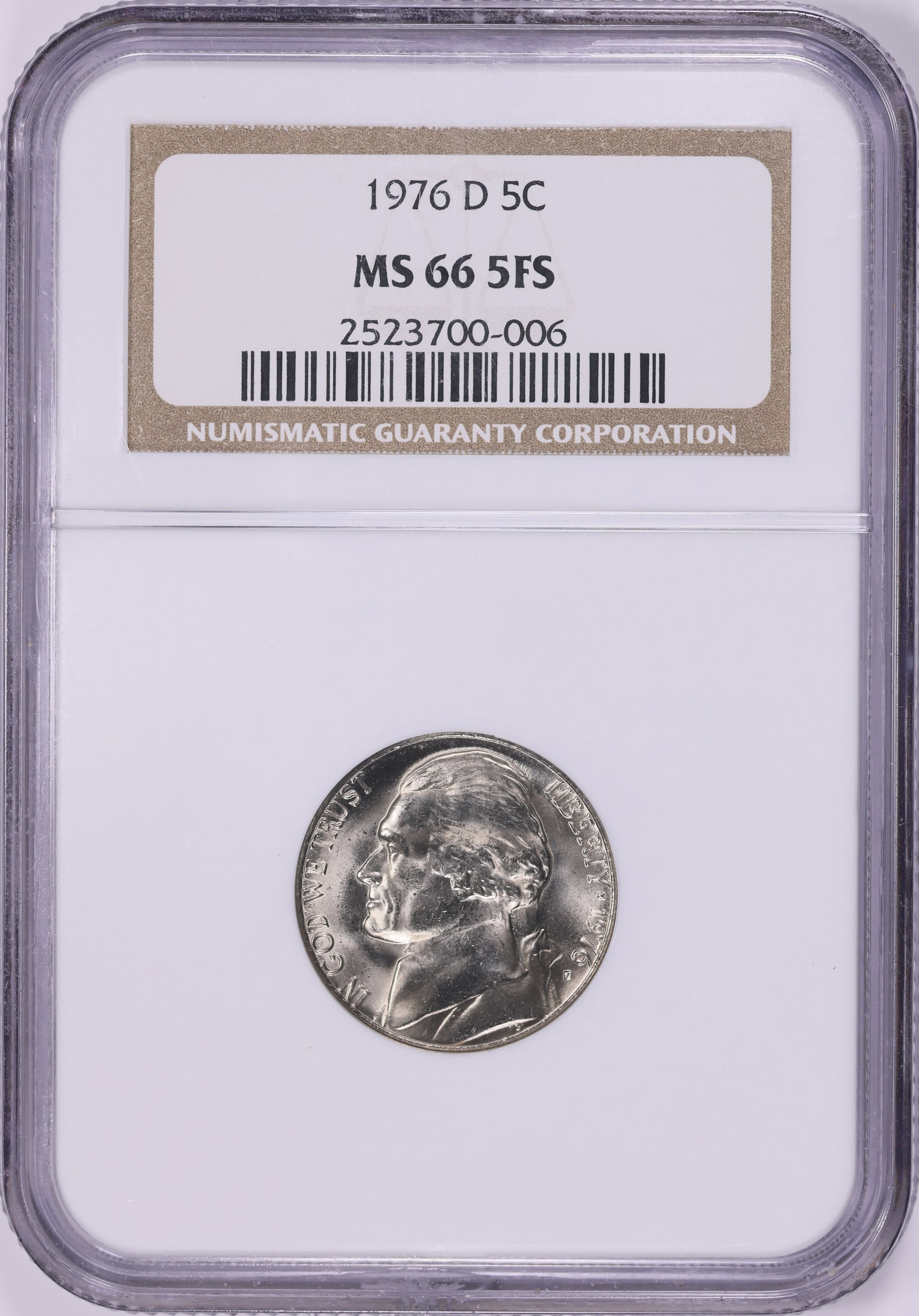 1976-D Jefferson Nickel NGC MS-66 5FS (Item 2053245
