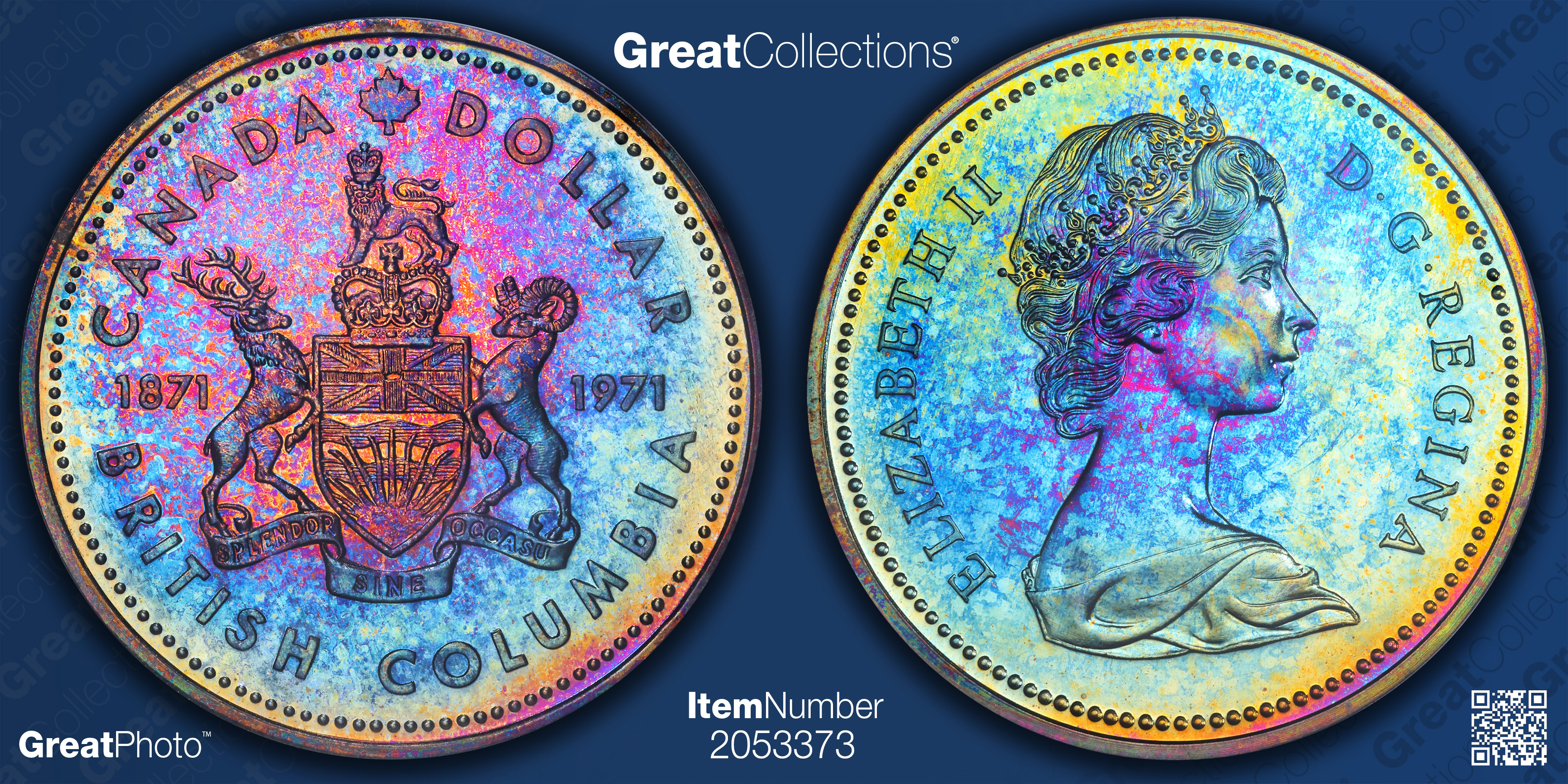 Canada 1971 Silver Dollar British Columbia KM-80 PCGS SP-68 (Toned